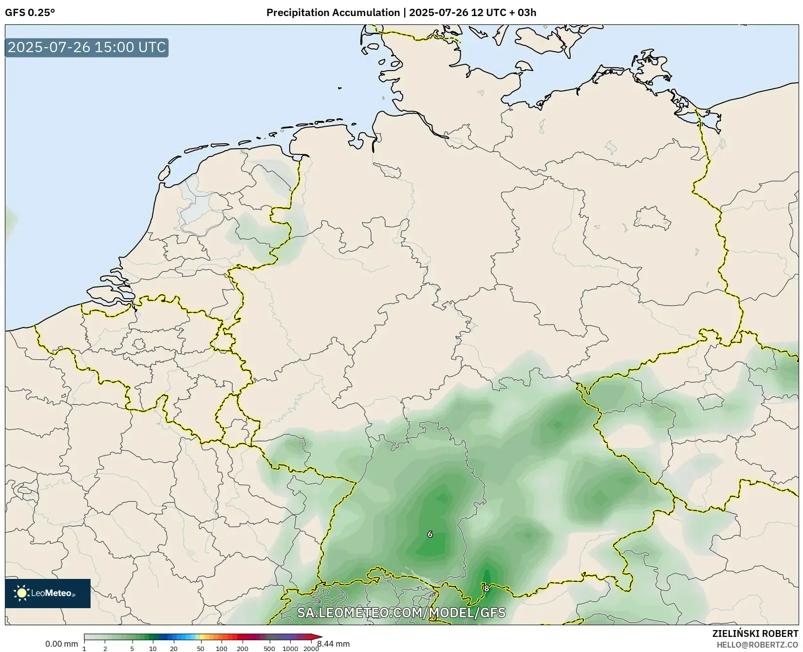 GFS model - Germany, Precipitation Accumulation