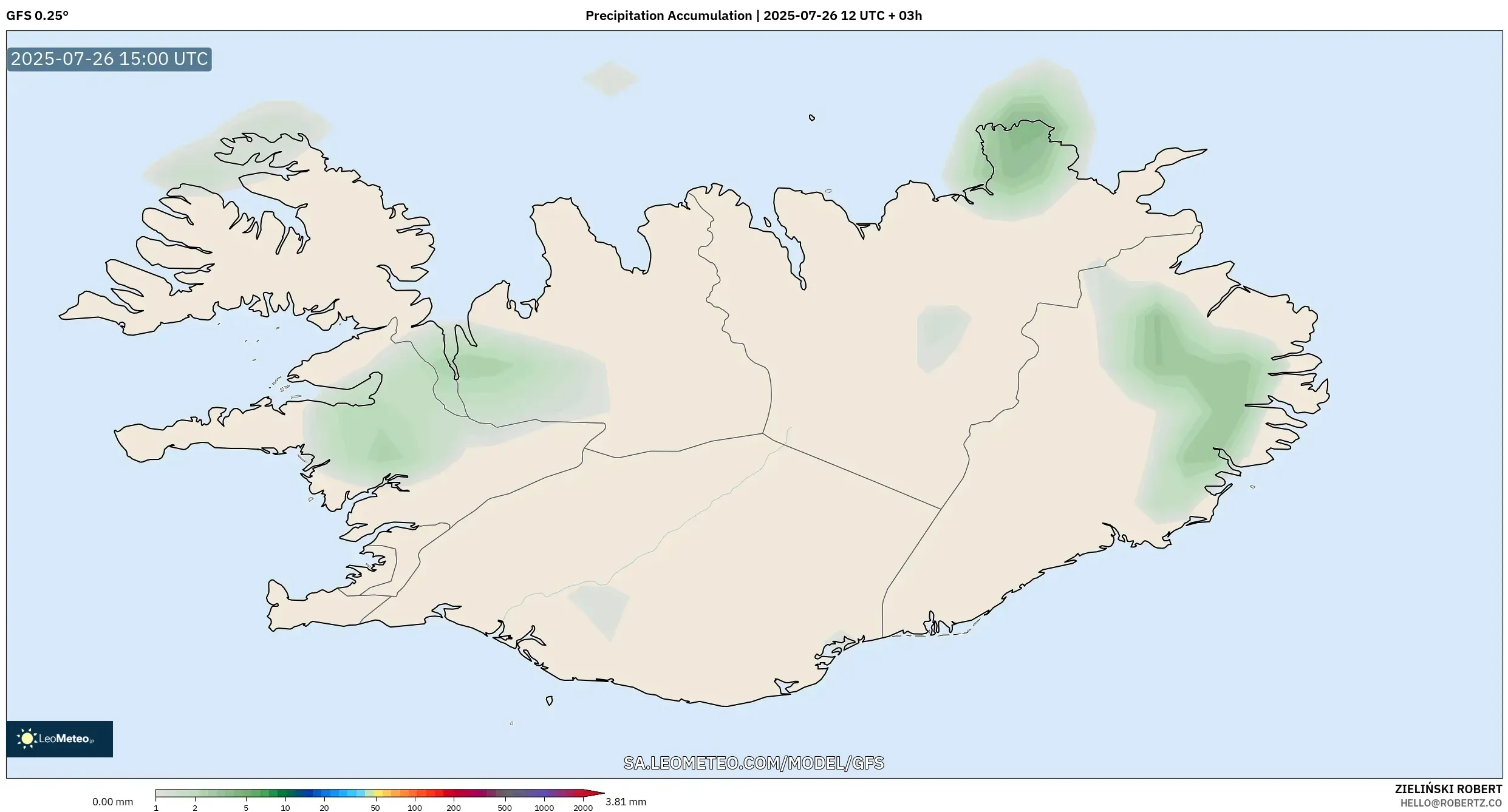 GFS model - Iceland, Precipitation Accumulation GFS model - Iceland, Precipitation Accumulation