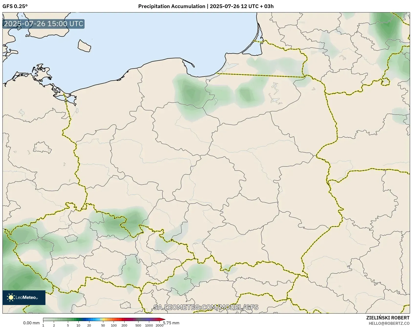 GFS model - Poland, Precipitation Accumulation GFS model - Poland, Precipitation Accumulation