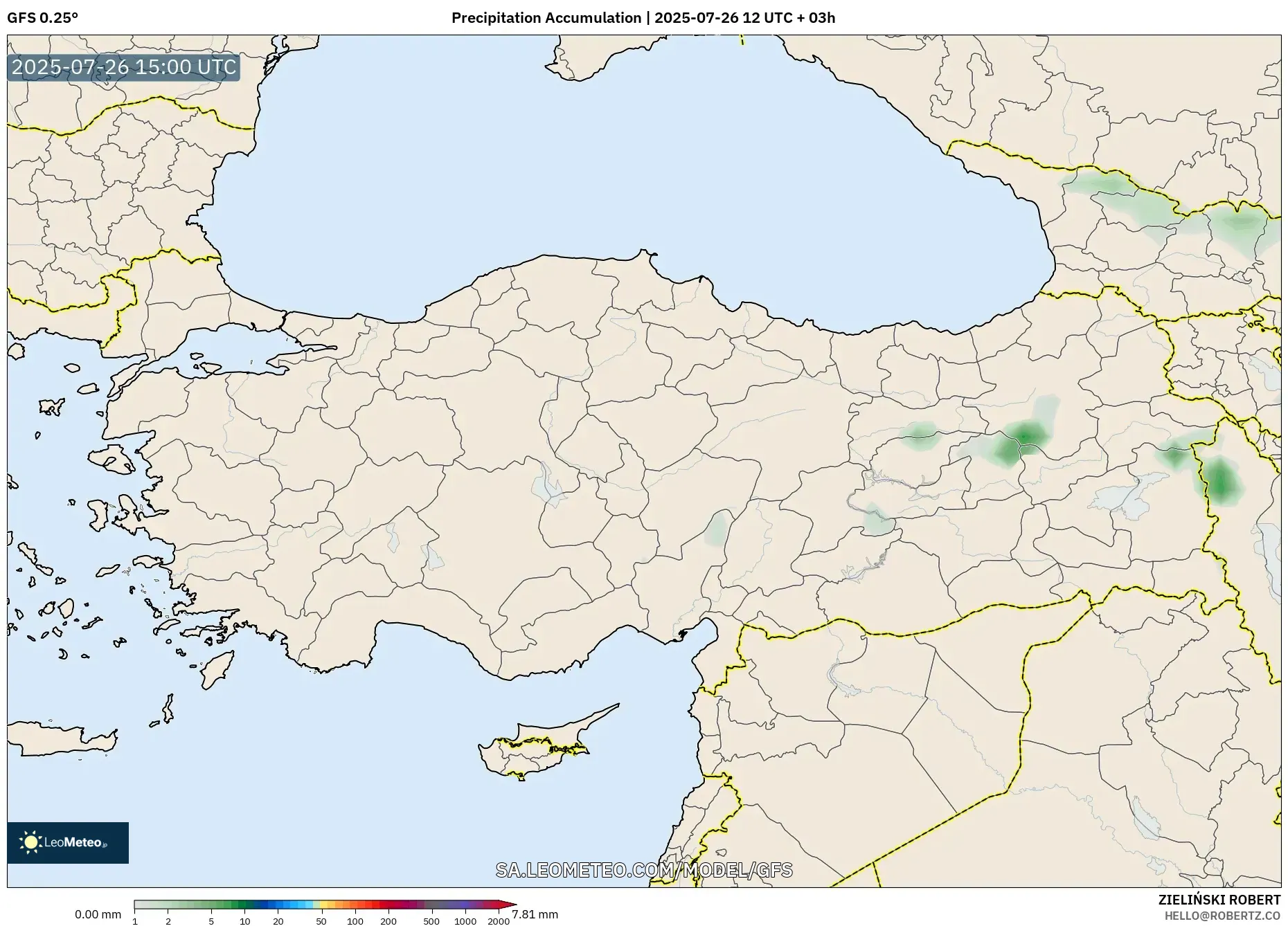 GFS model - Turkey, Precipitation Accumulation GFS model - Turkey, Precipitation Accumulation
