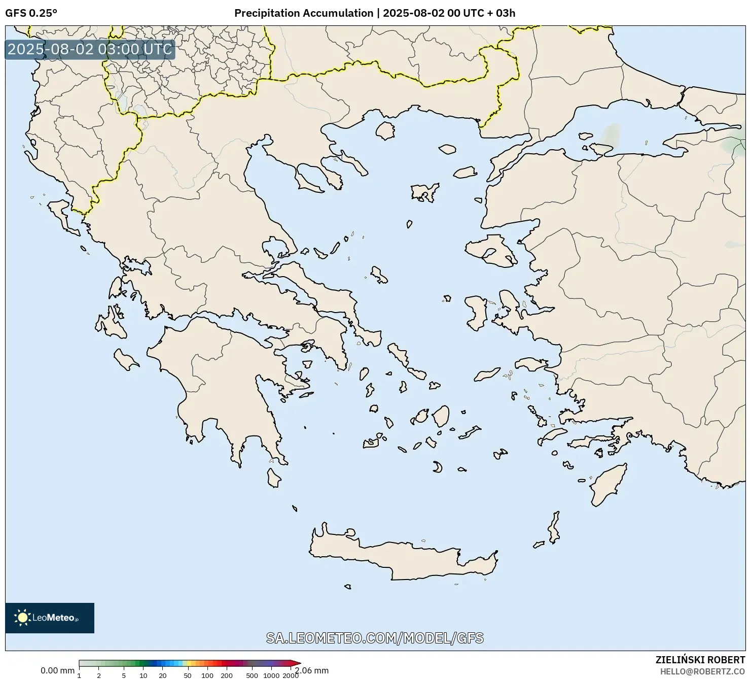GFS model - Greece, Precipitation Accumulation GFS model - Greece, Precipitation Accumulation