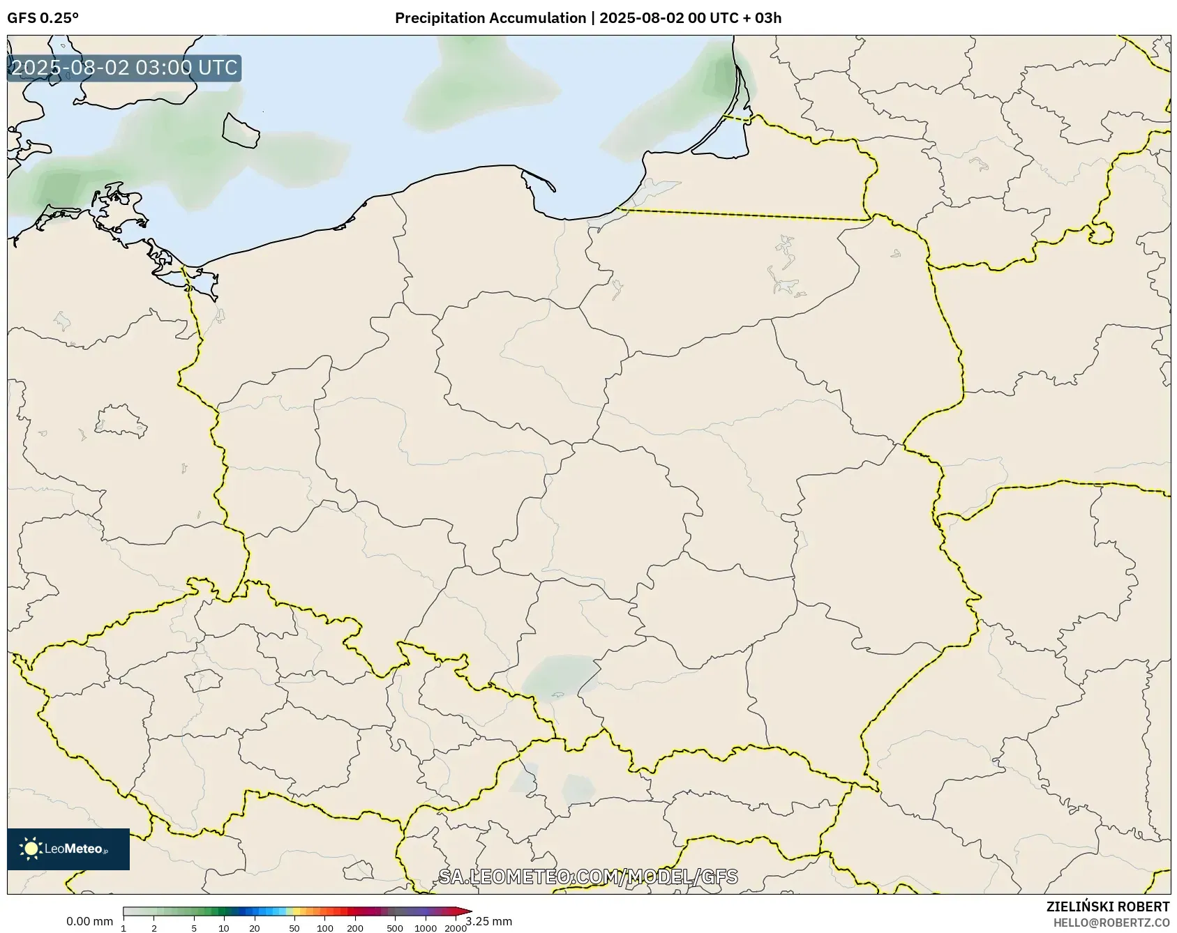 GFS model - Poland, Precipitation Accumulation GFS model - Poland, Precipitation Accumulation