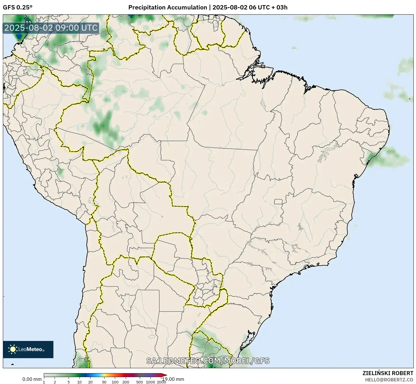 GFS model - Brasil, Akumulasi Curah Hujan GFS model - Brasil, Akumulasi Curah Hujan