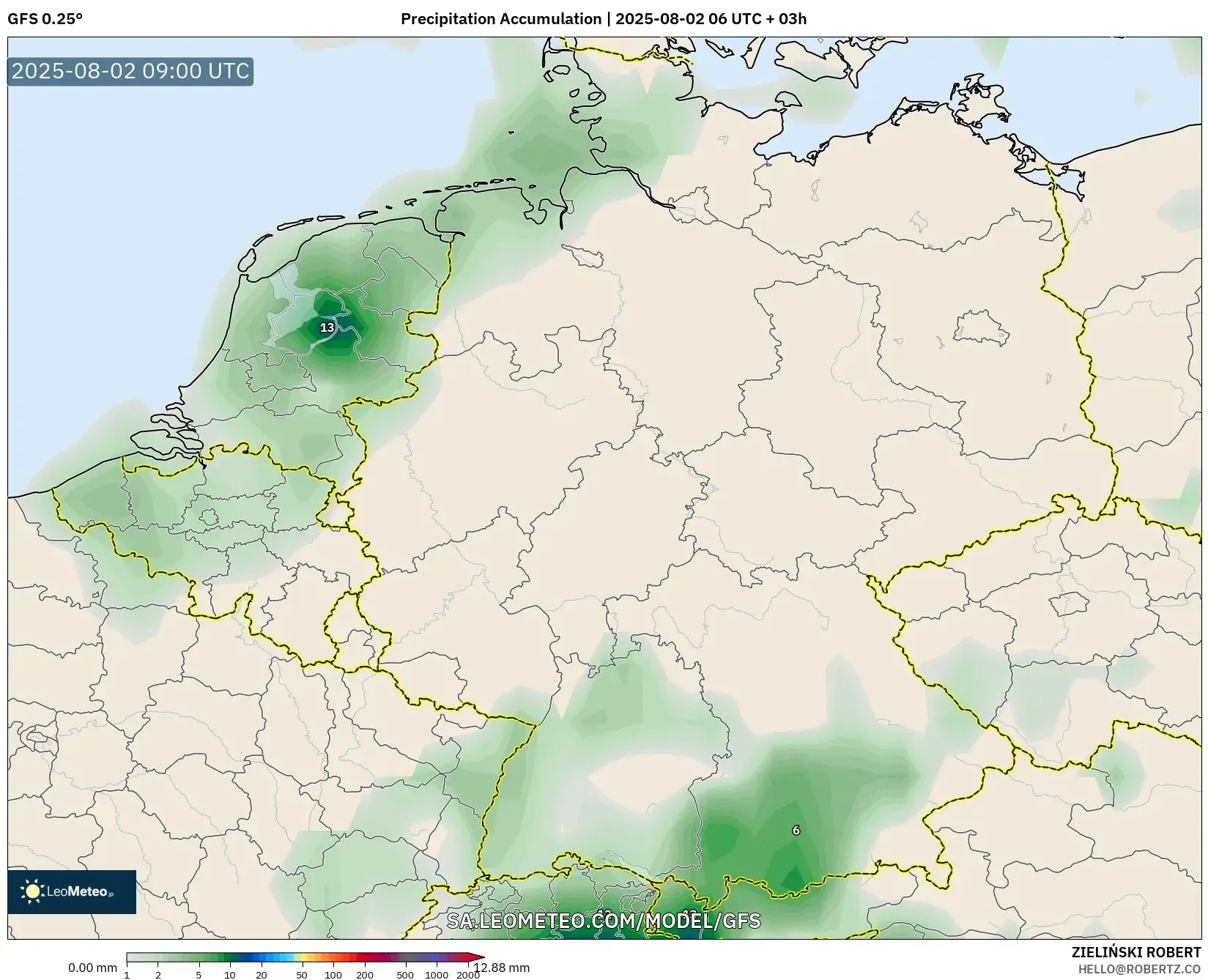 GFS model - Jerman, Akumulasi Curah Hujan GFS model - Jerman, Akumulasi Curah Hujan
