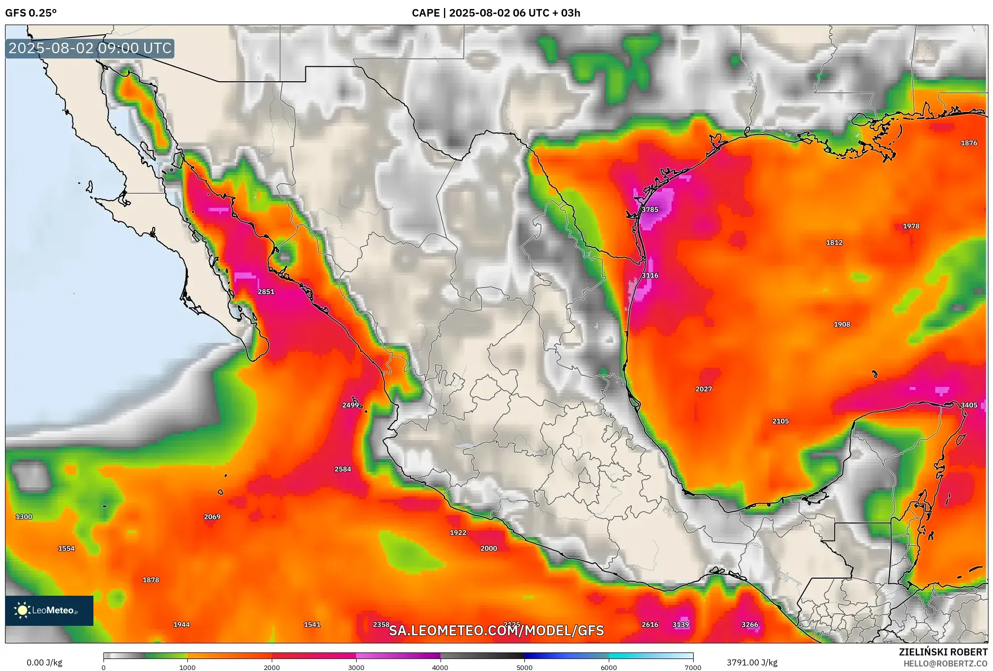 GFS model - Mexico, CAPE