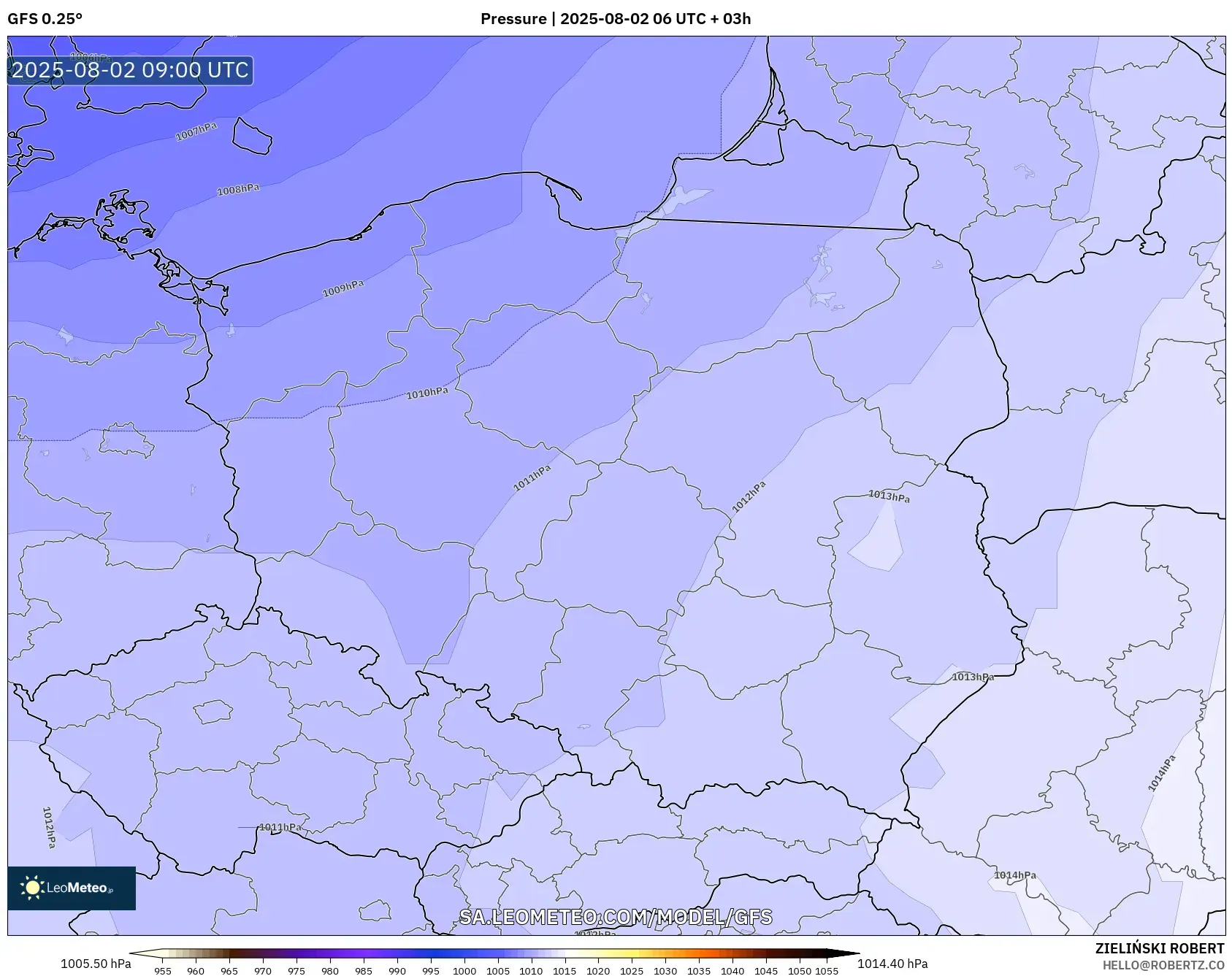 GFS model - Poland, Tekanan