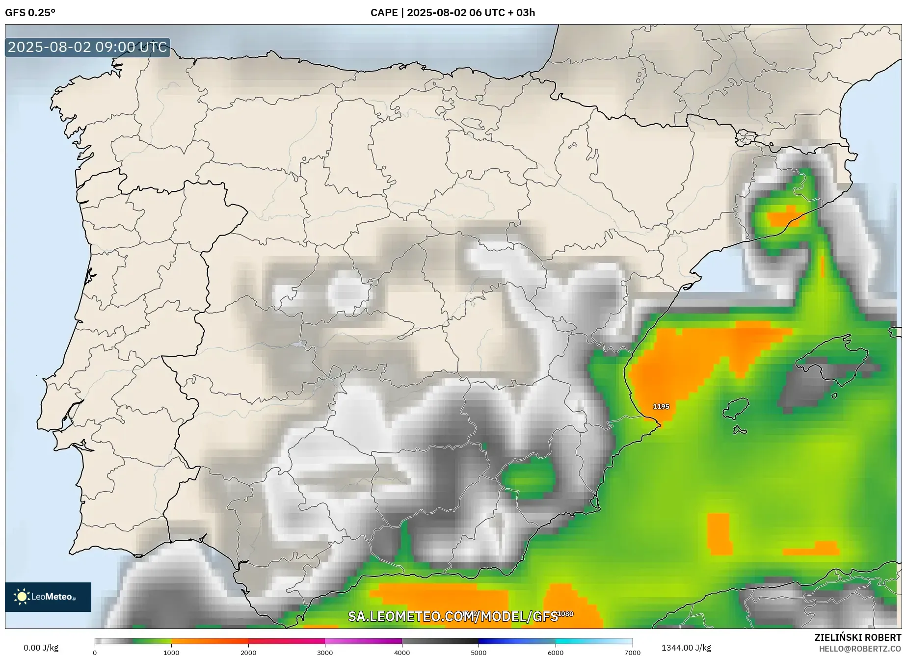 GFS model - Sepanyol, CAPE