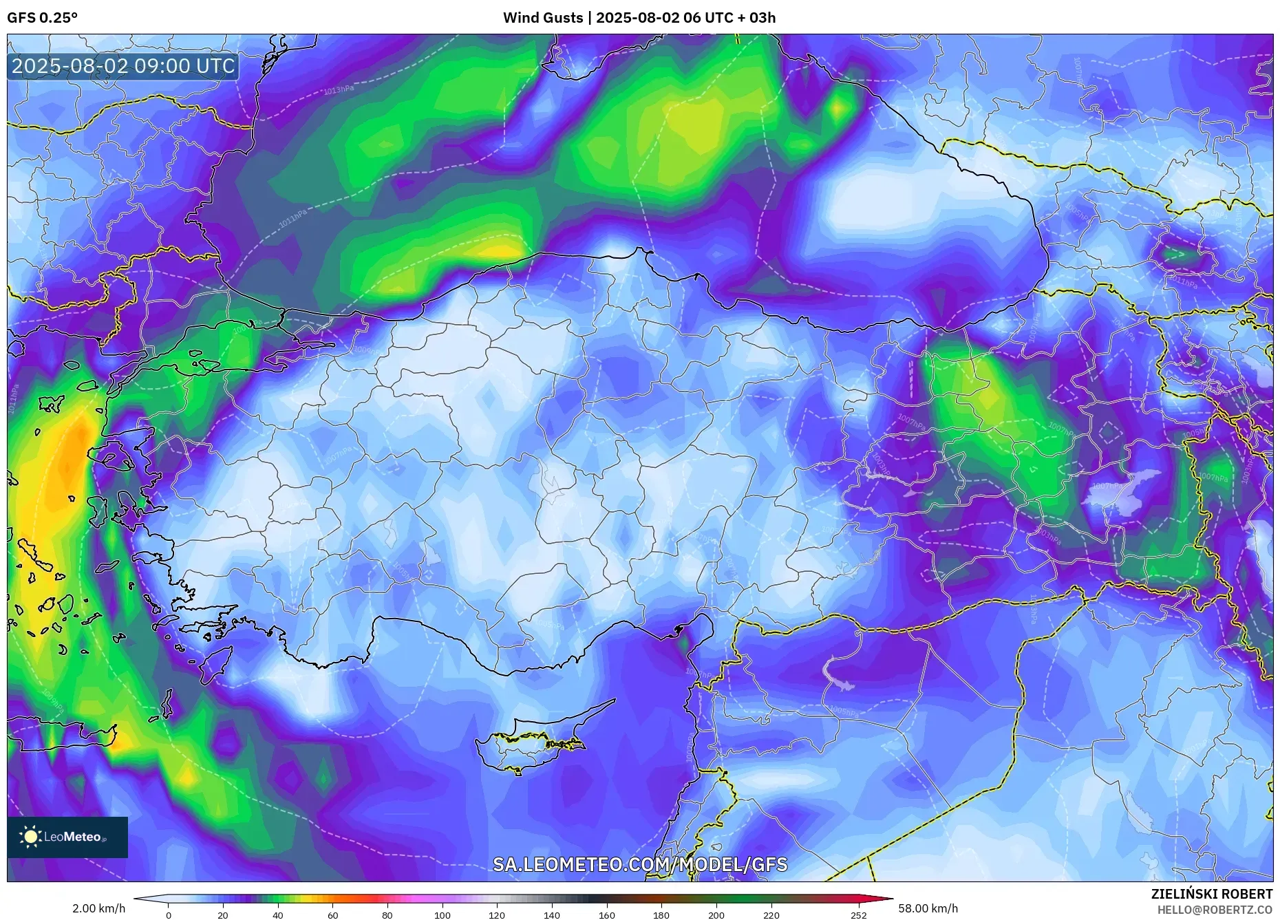 GFS model - Turki, Hembusan Angin GFS model - Turki, Hembusan Angin