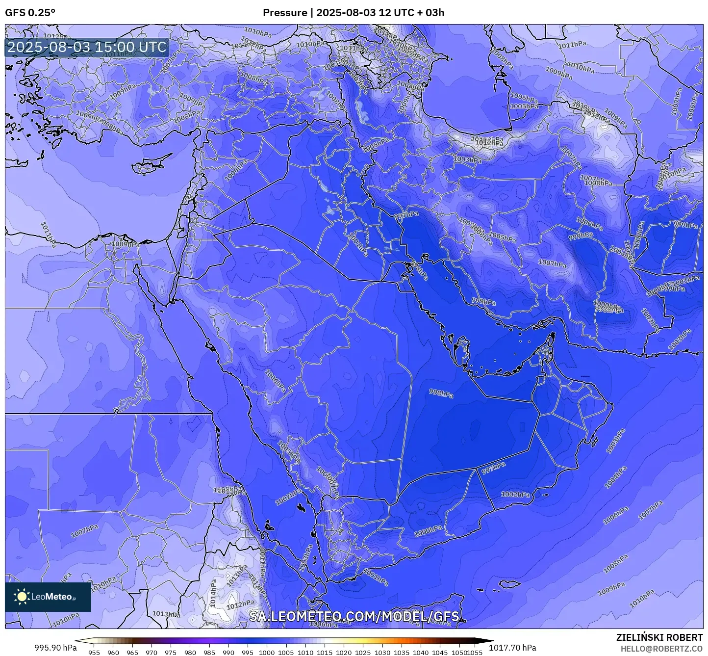 GFS model - Middle East, Pressure