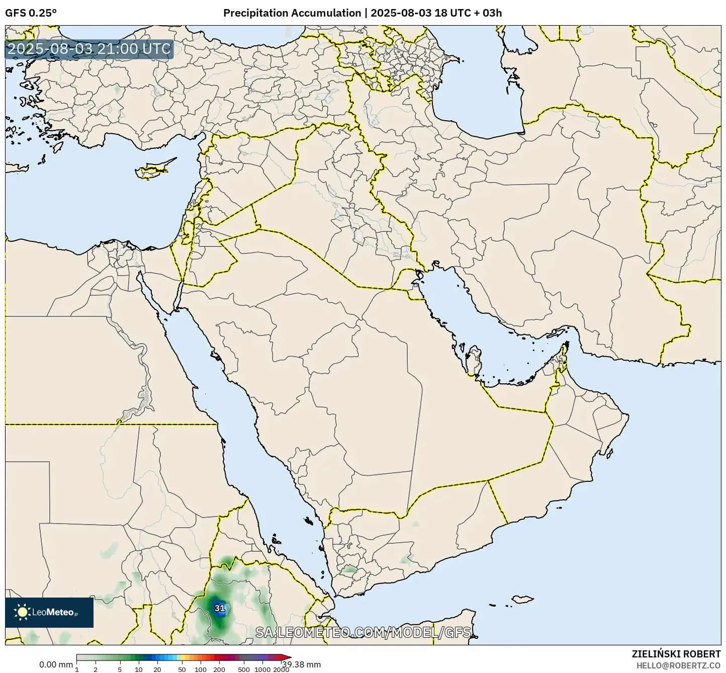 GFS model - Middle East, Precipitation Accumulation GFS model - Middle East, Precipitation Accumulation