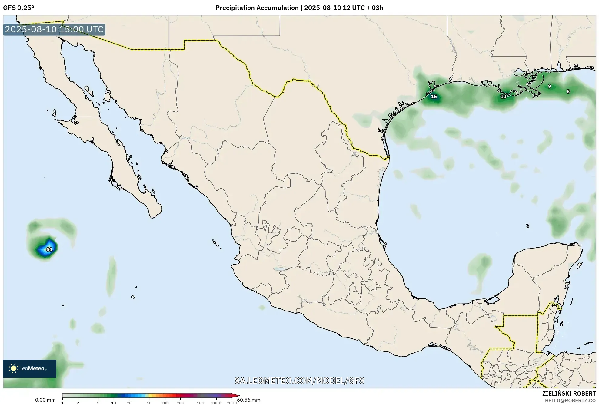 GFS model - Mexico, Precipitation Accumulation GFS model - Mexico, Precipitation Accumulation