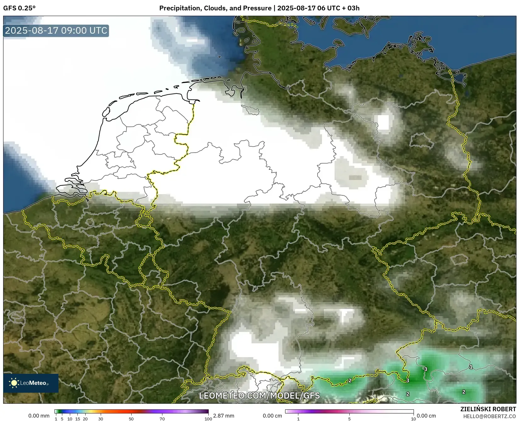 GFS model - Germany, Precipitation, Clouds, and Pressure GFS model - Germany, Precipitation, Clouds, and Pressure