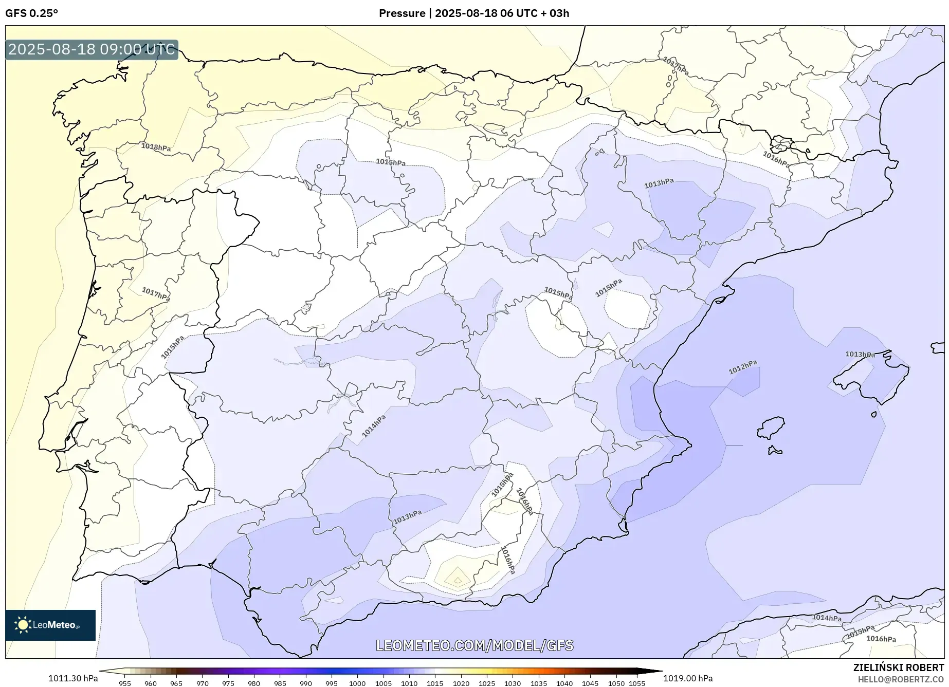 GFS model - Spain, Pressure