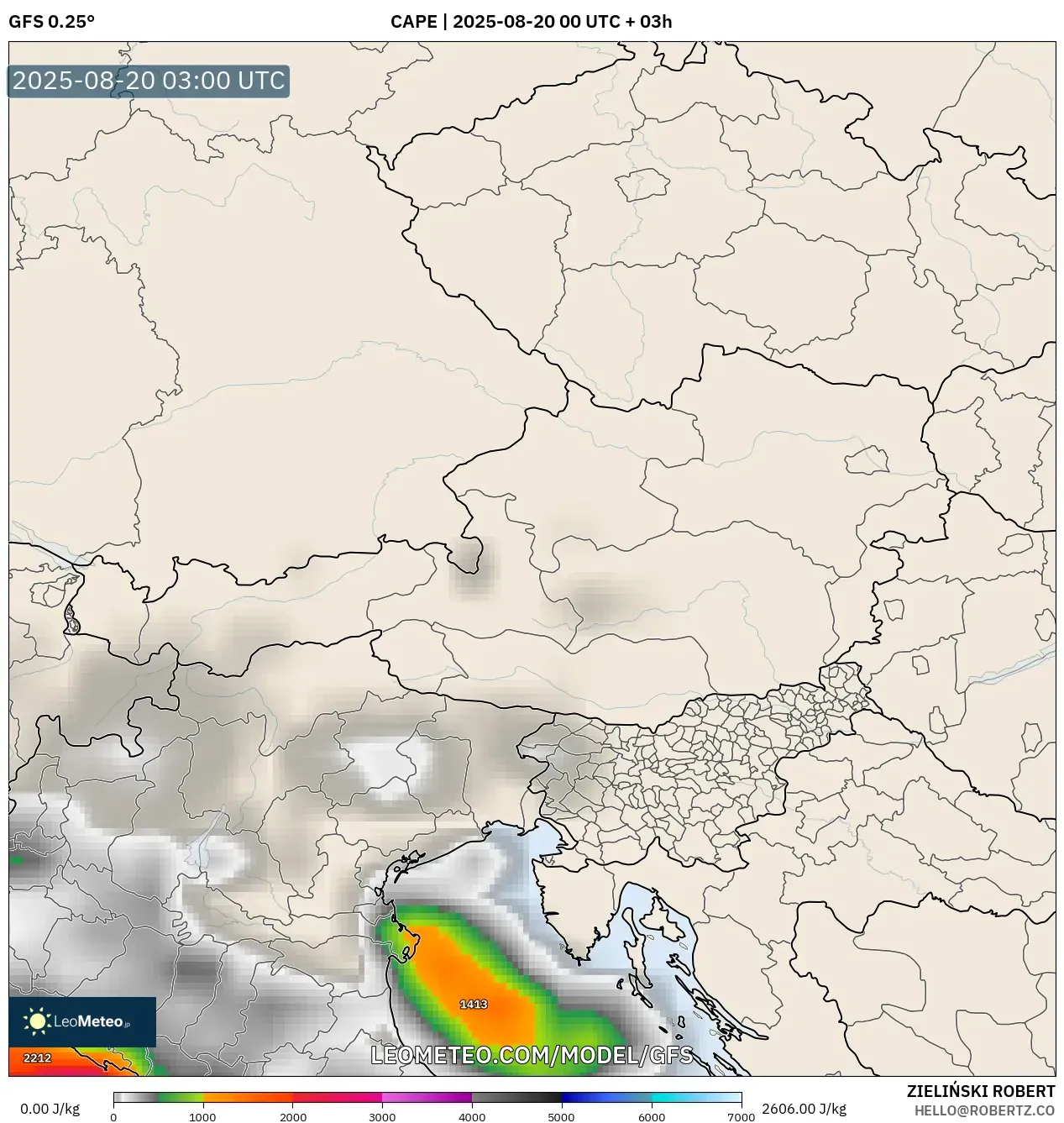 GFS model - Austria, CAPE