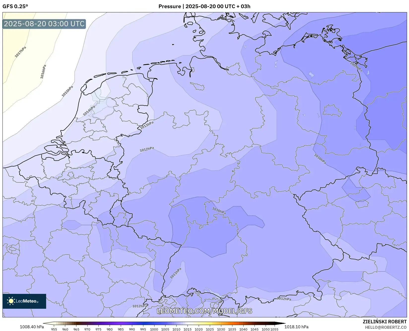 GFS model - Germany, Pressure