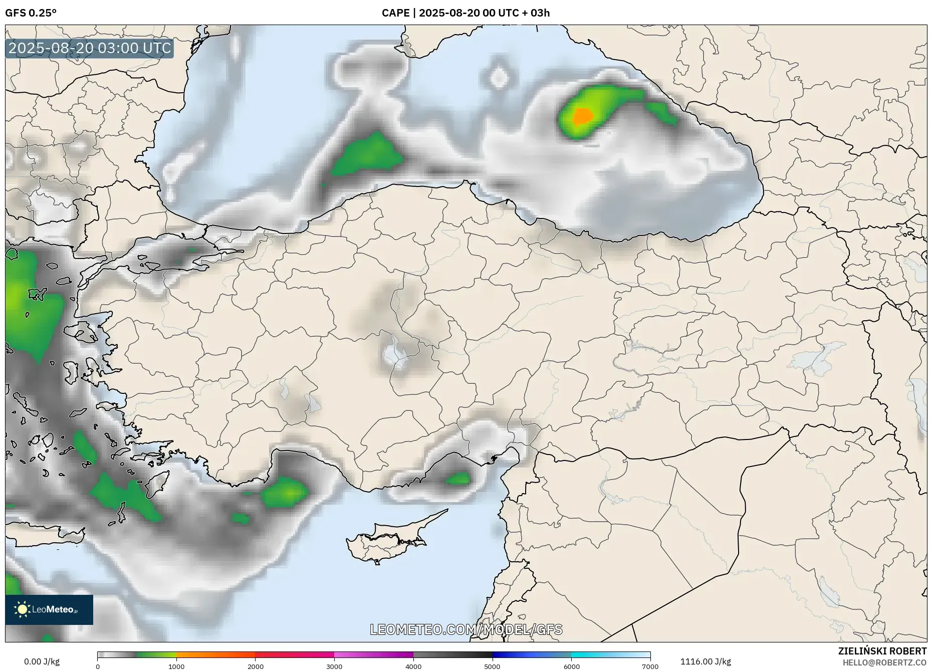 GFS model - Turkey, CAPE