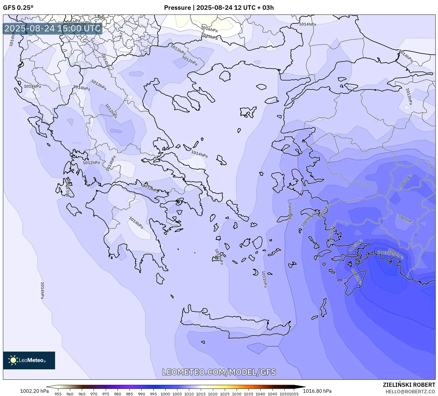 GFS model - Greece, Pressure GFS model - Greece, Pressure