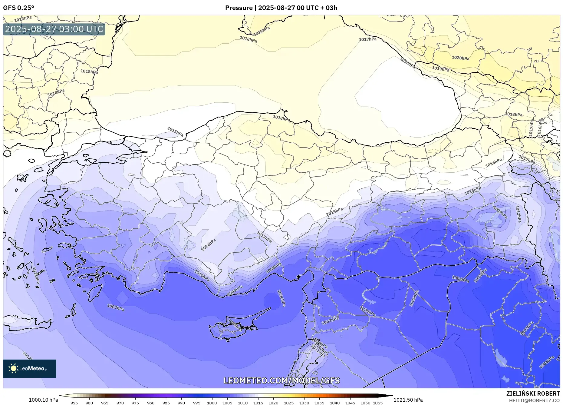 GFS model - Turkey, Pressure GFS model - Turkey, Pressure