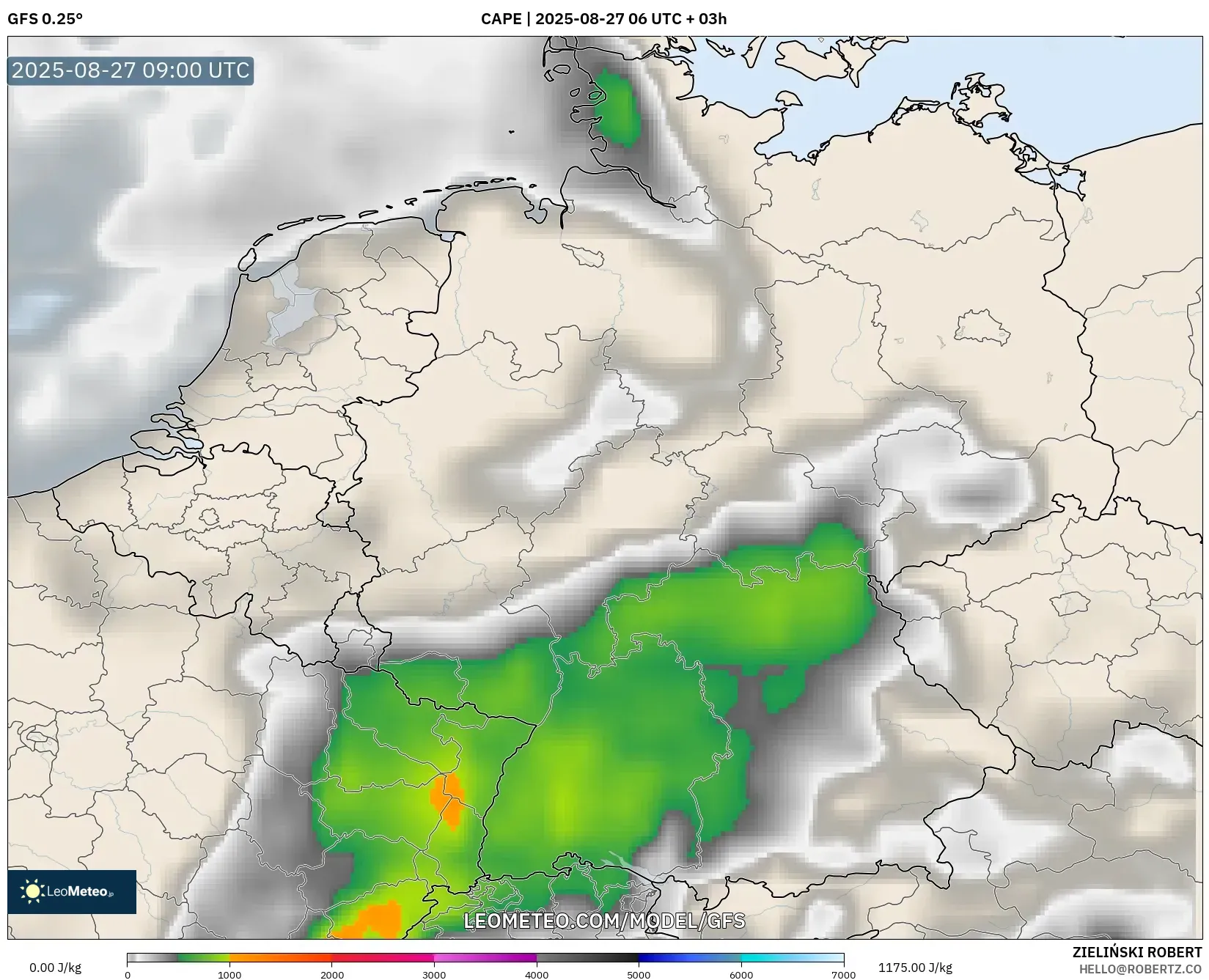 GFS model - Germany, CAPE