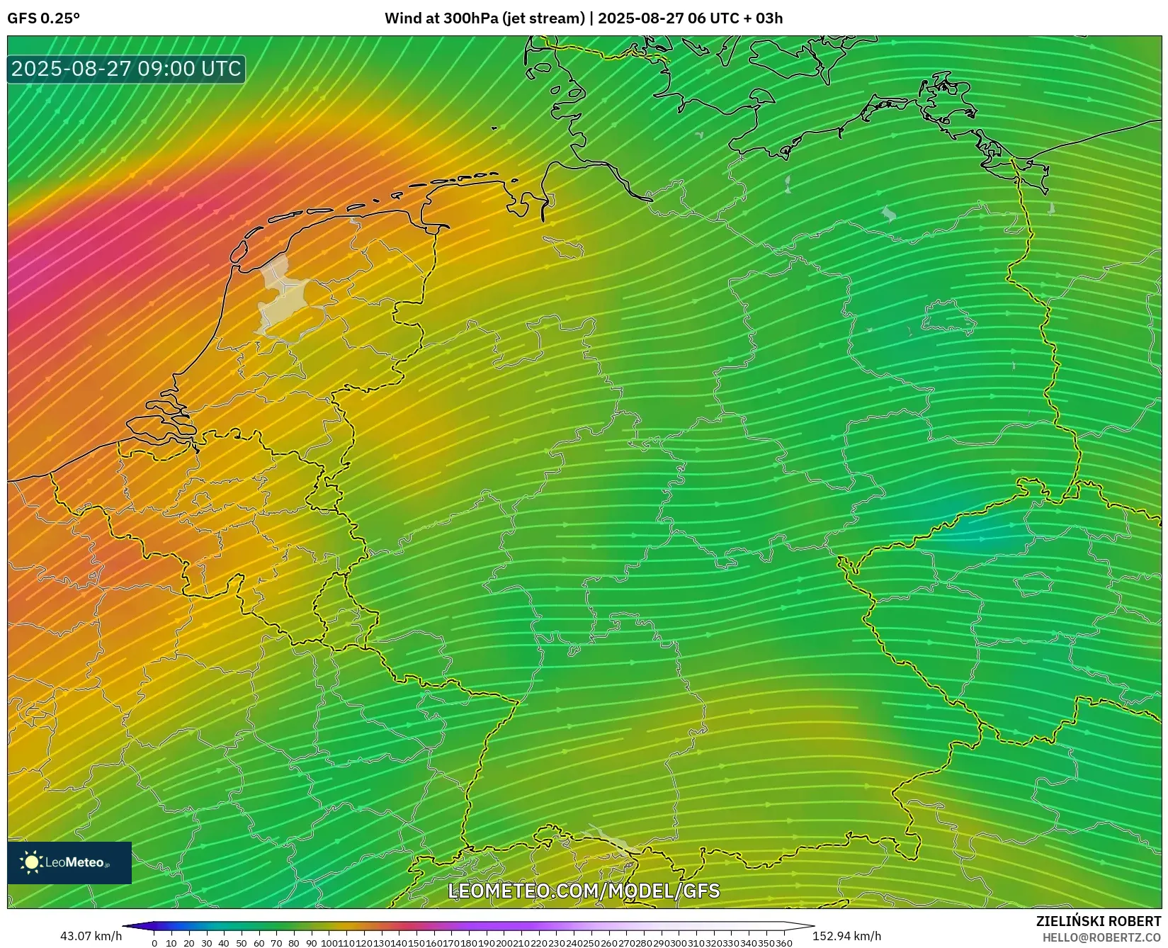 GFS model - Germany, Wind at 300hPa (jet stream) GFS model - Germany, Wind at 300hPa (jet stream)
