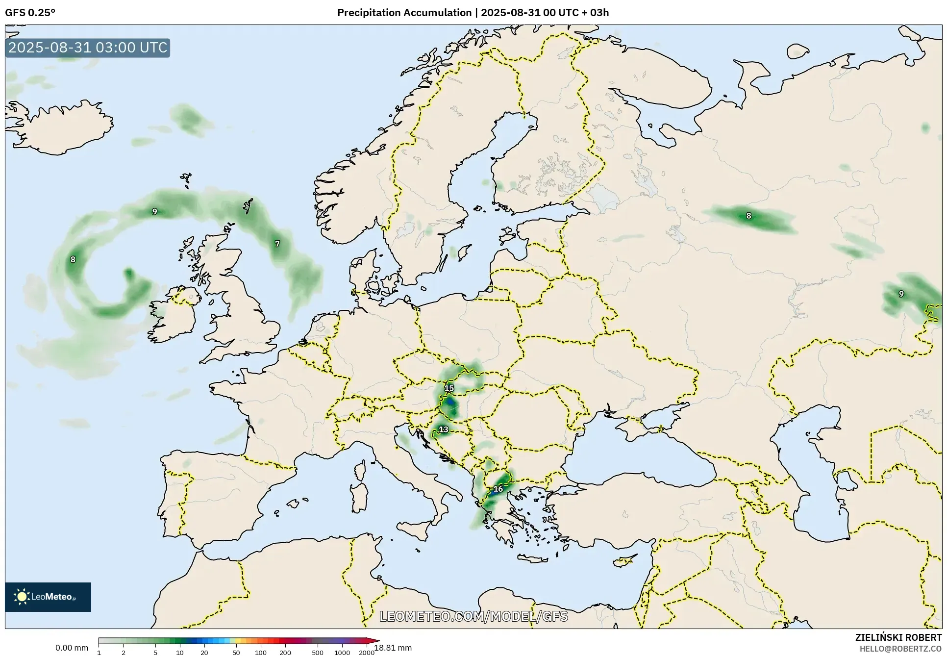 GFS model - Europe, Precipitation Accumulation GFS model - Europe, Precipitation Accumulation