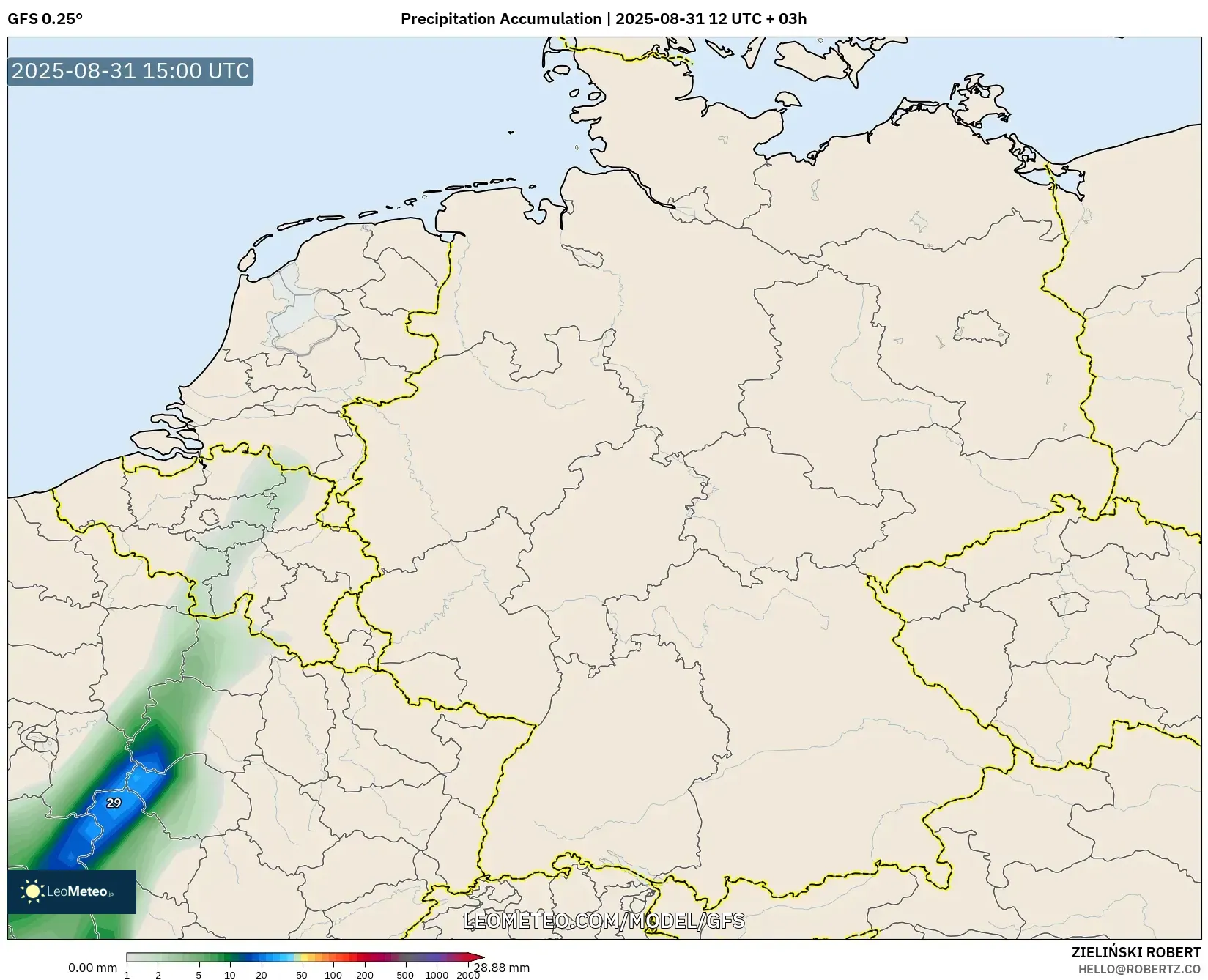 GFS model - Germany, Precipitation Accumulation GFS model - Germany, Precipitation Accumulation