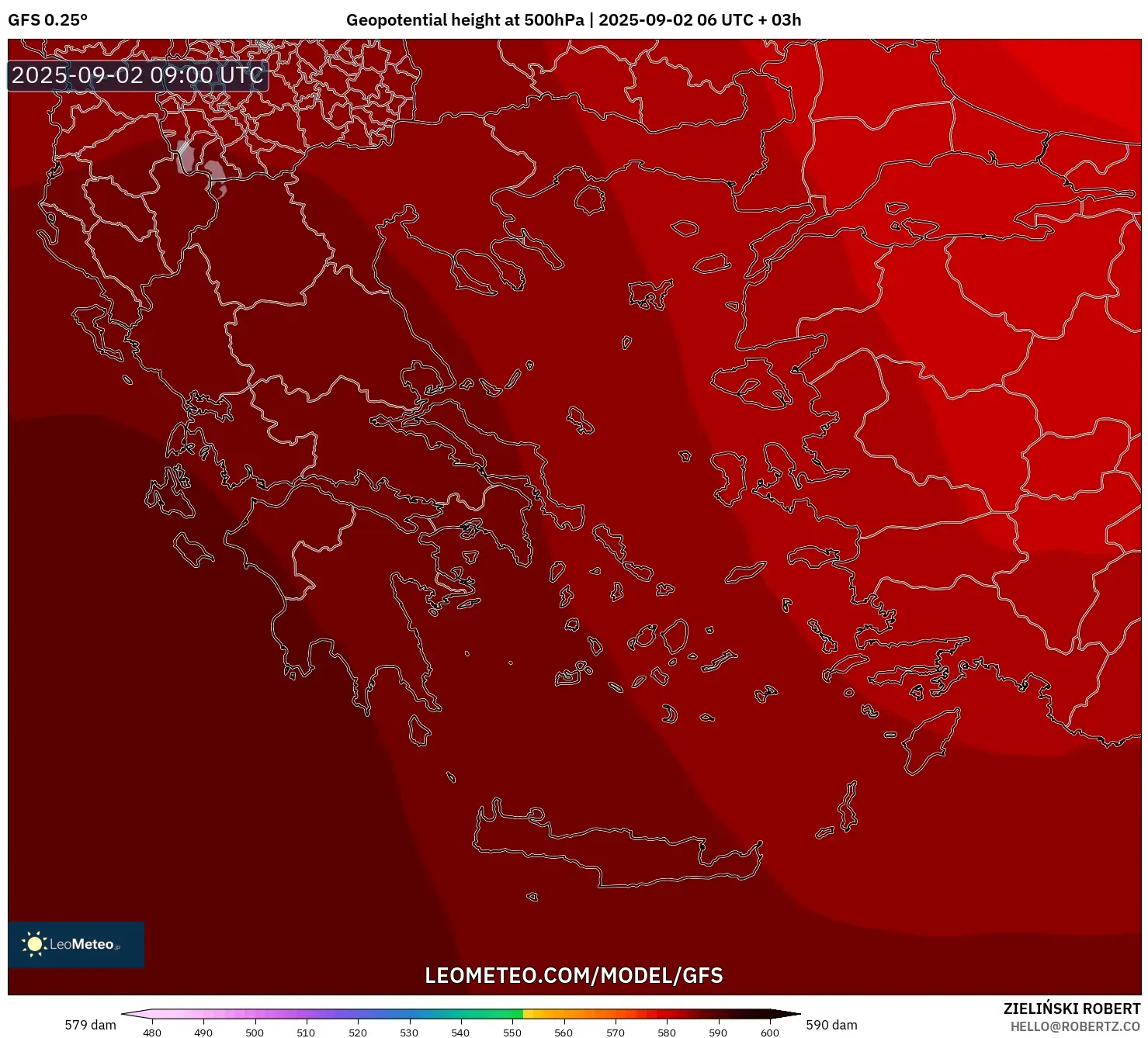 GFS model - Greece, Geopotential height at 500hPa GFS model - Greece, Geopotential height at 500hPa