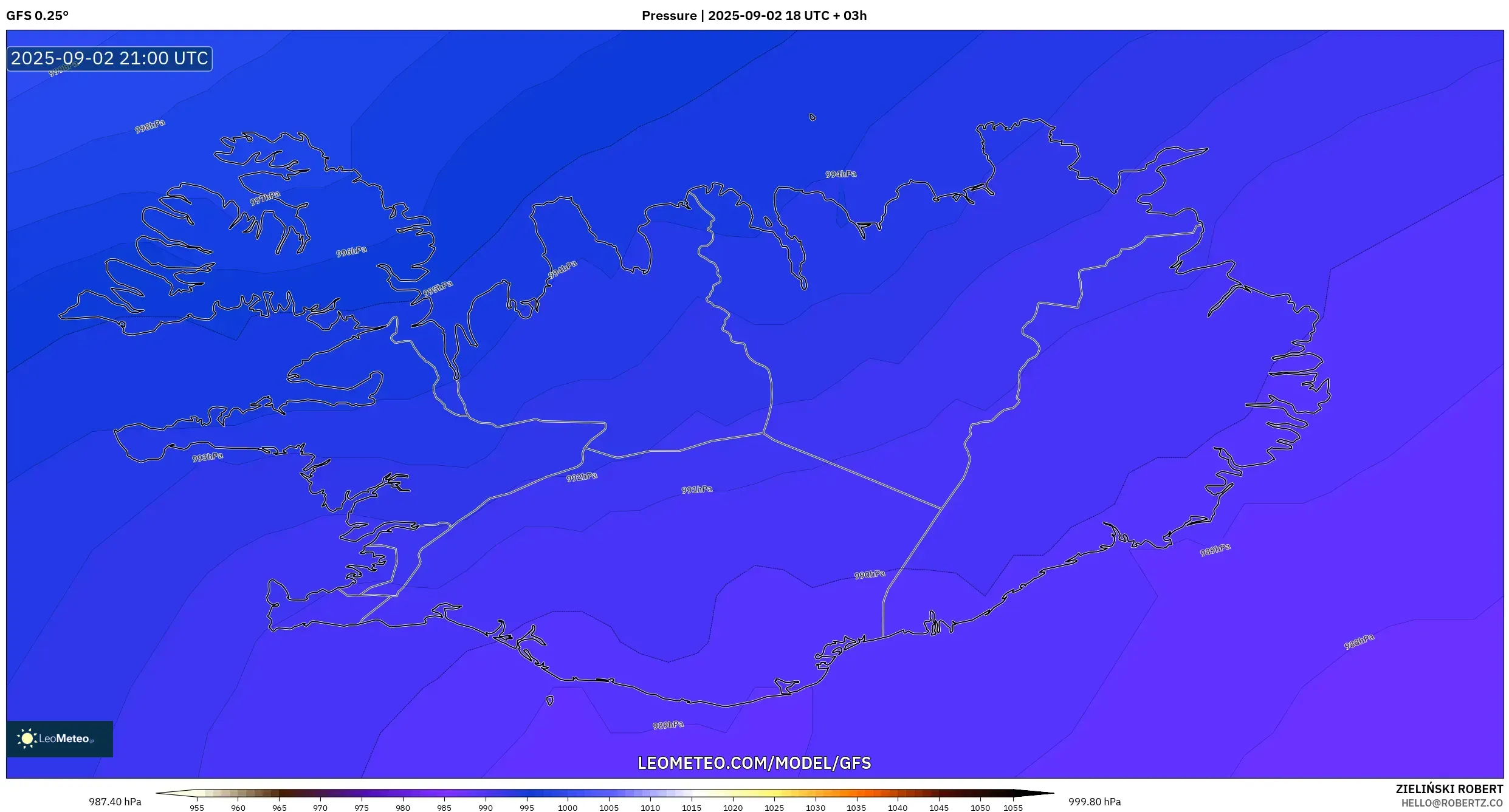 GFS model - Iceland, Pressure GFS model - Iceland, Pressure