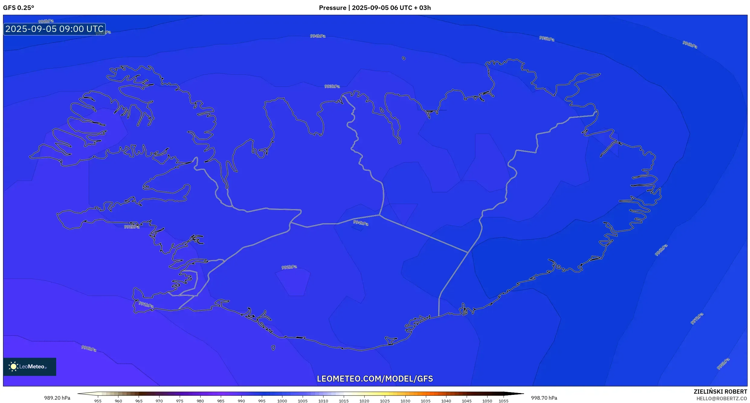 GFS model - Iceland, Pressure GFS model - Iceland, Pressure