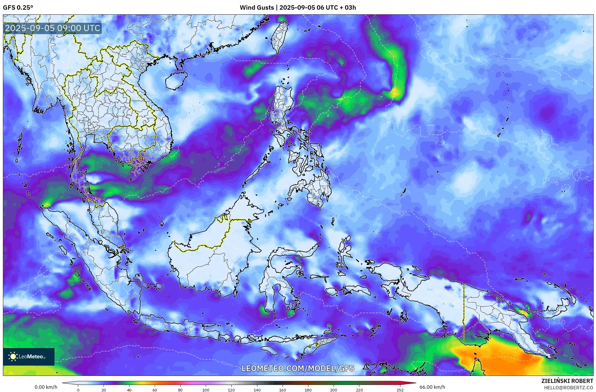 GFS model - South East Asia, Wind Gusts GFS model - South East Asia, Wind Gusts