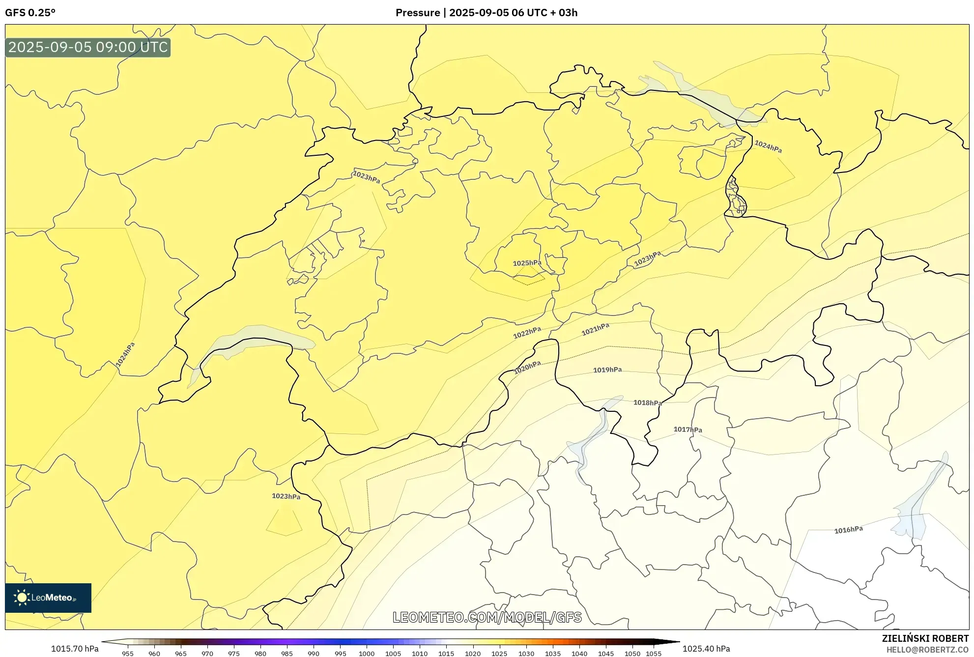 GFS model - Switzerland, Pressure