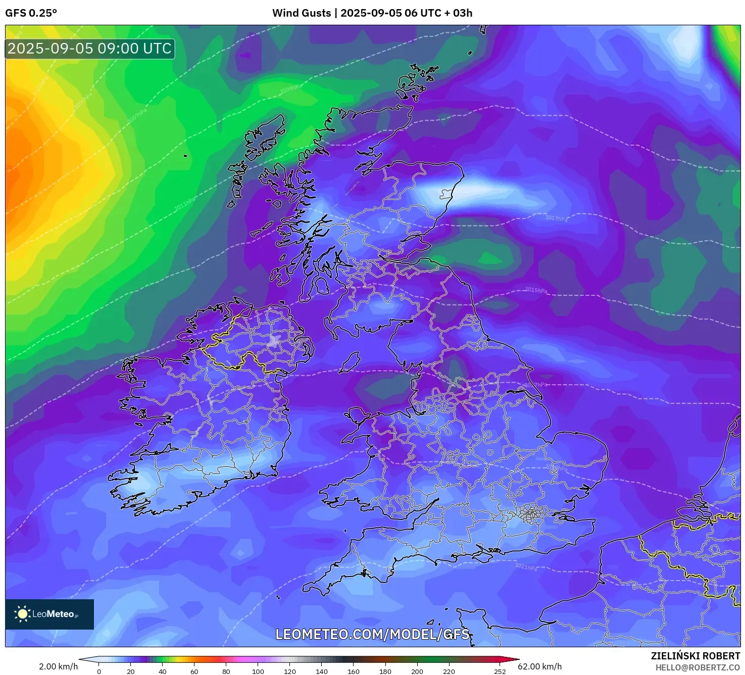 GFS model - United Kingdom, Wind Gusts GFS model - United Kingdom, Wind Gusts