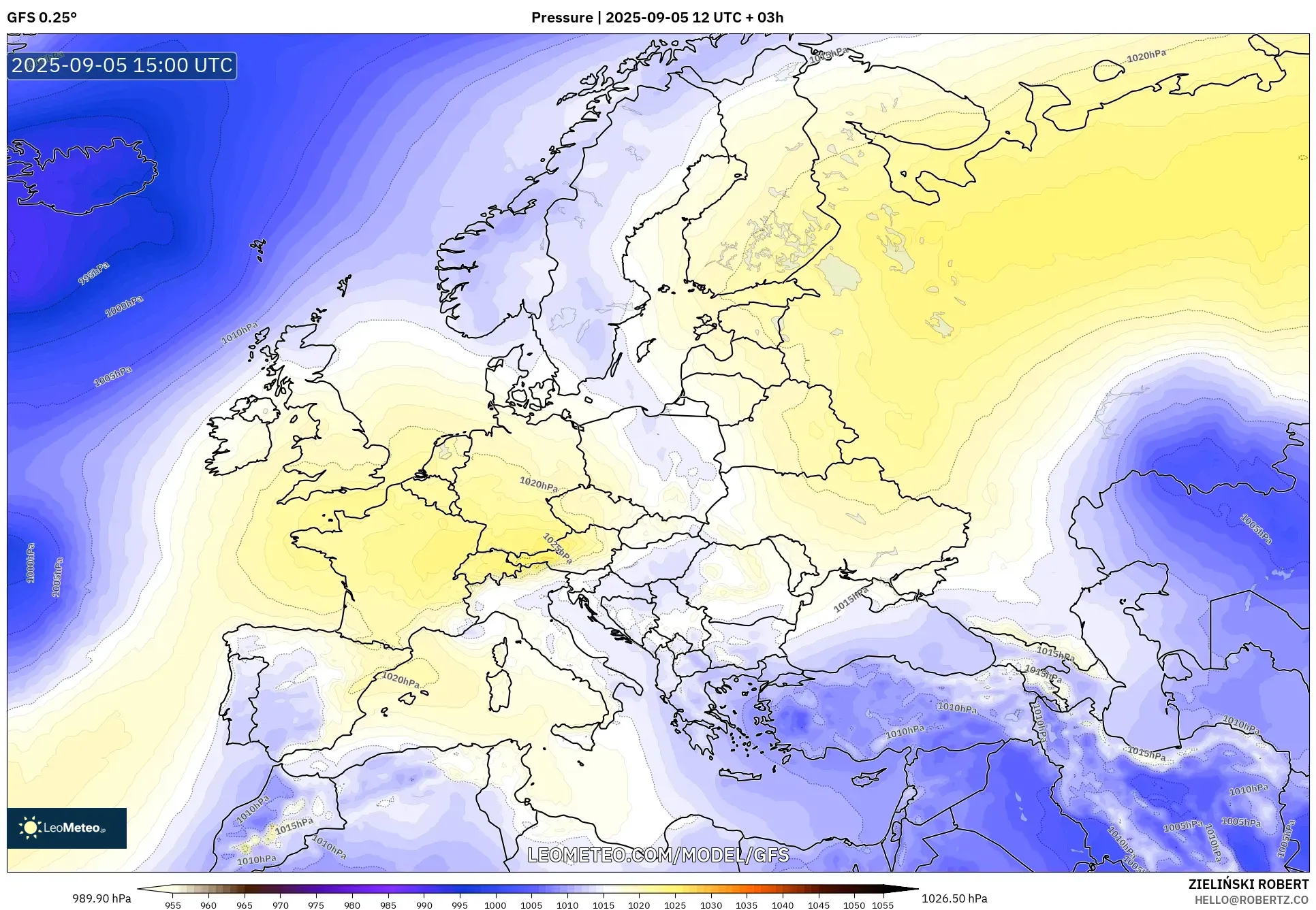 GFS model - Europe, Pressure GFS model - Europe, Pressure