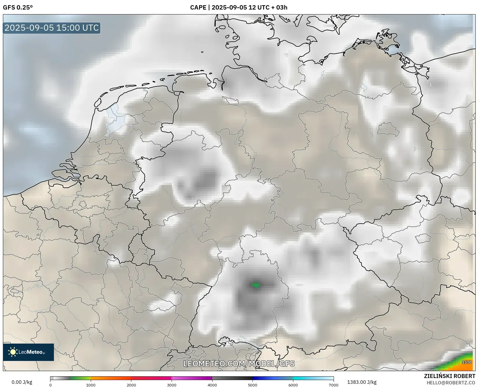 GFS model - Germany, CAPE GFS model - Germany, CAPE