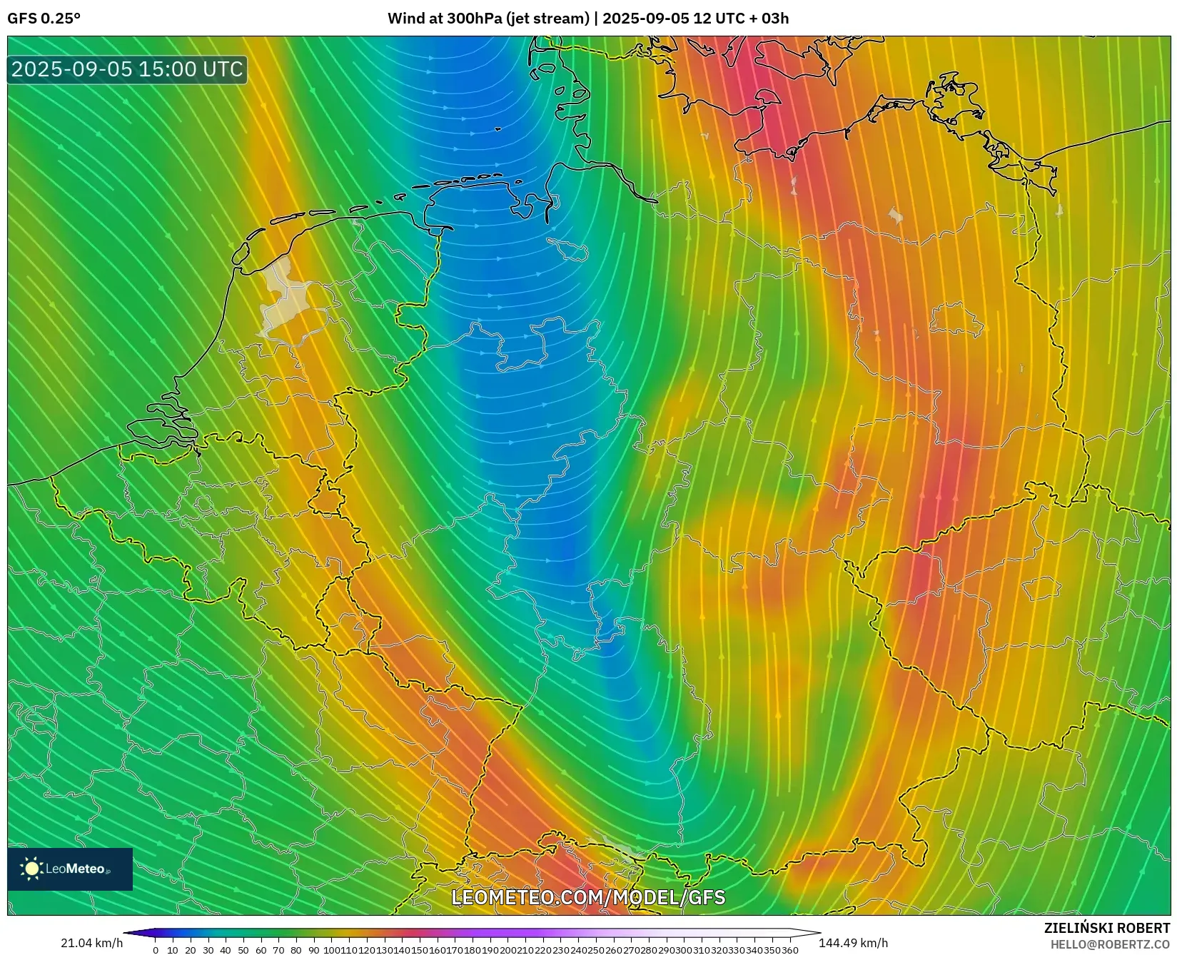 GFS model - Germany, Wind at 300hPa (jet stream) GFS model - Germany, Wind at 300hPa (jet stream)