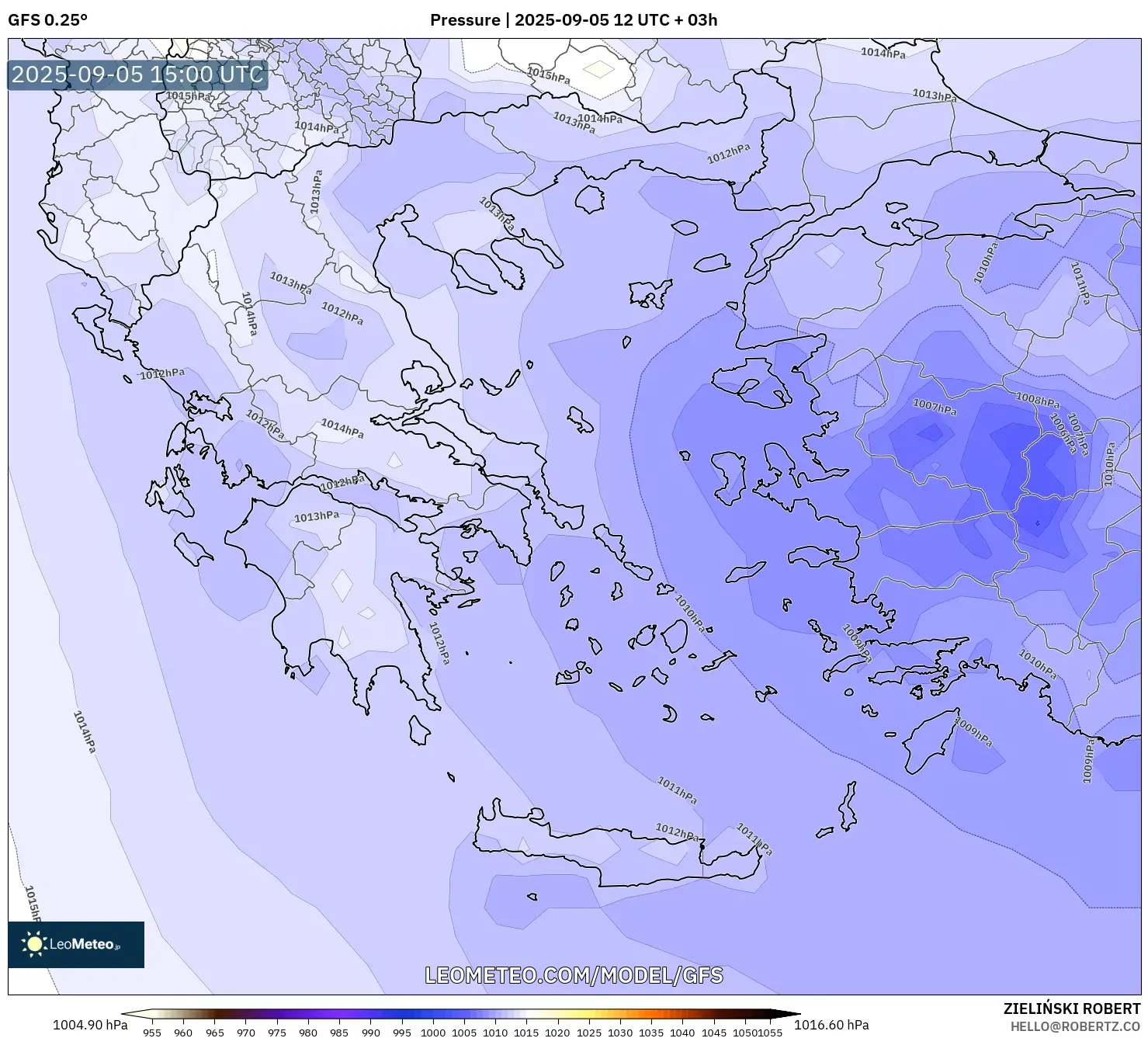 GFS model - Greece, Pressure GFS model - Greece, Pressure