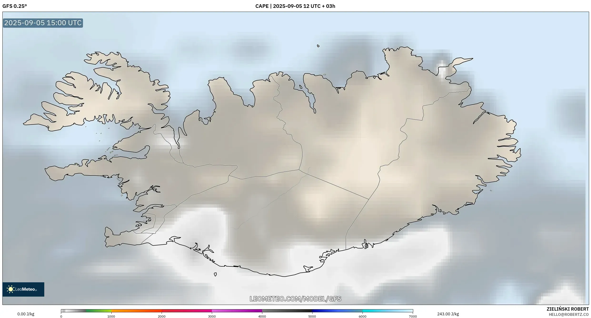GFS model - Iceland, CAPE