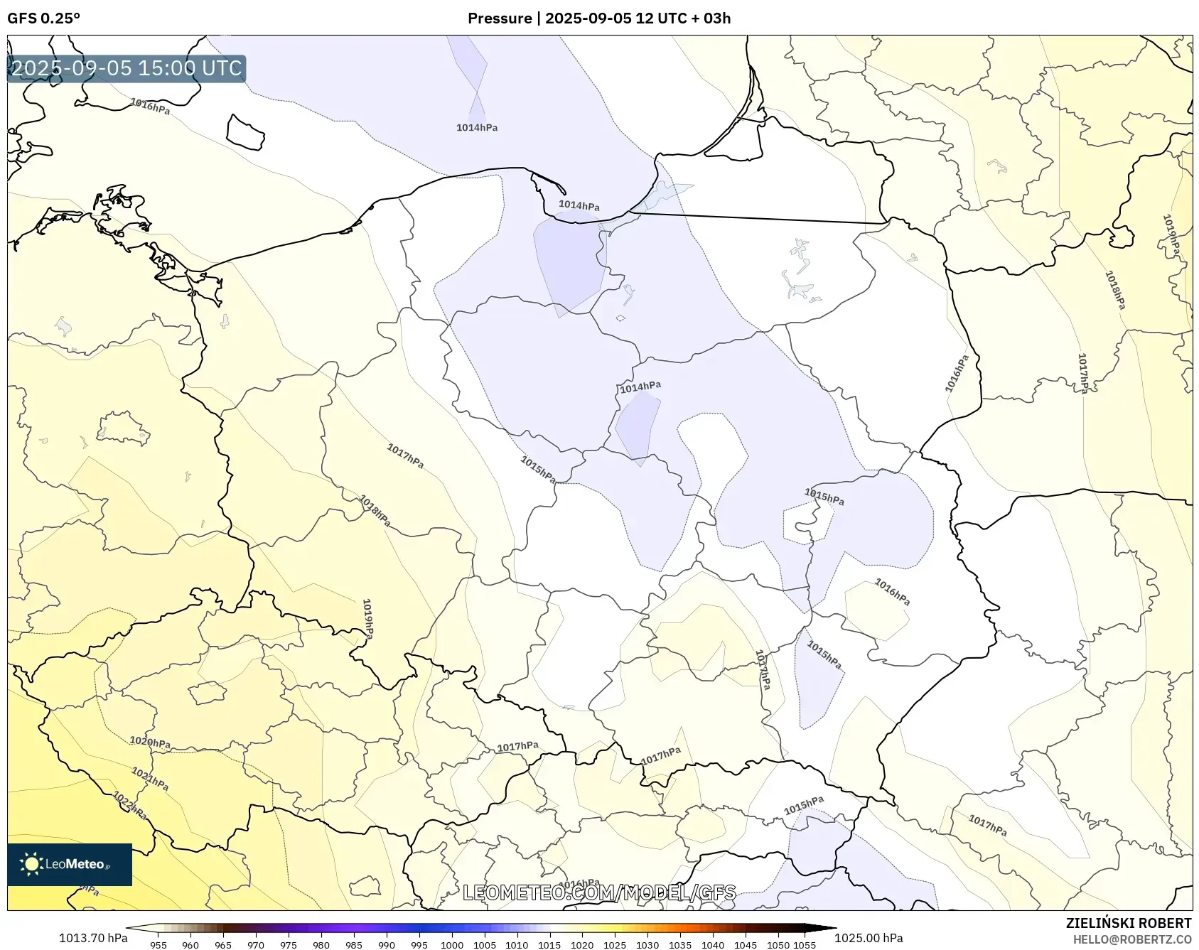 GFS model - Poland, Pressure GFS model - Poland, Pressure
