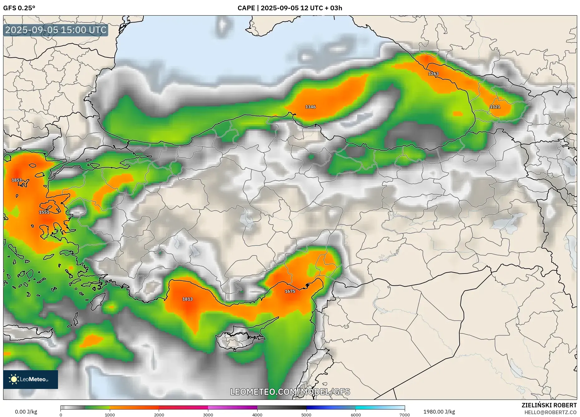 GFS model - Turkey, CAPE