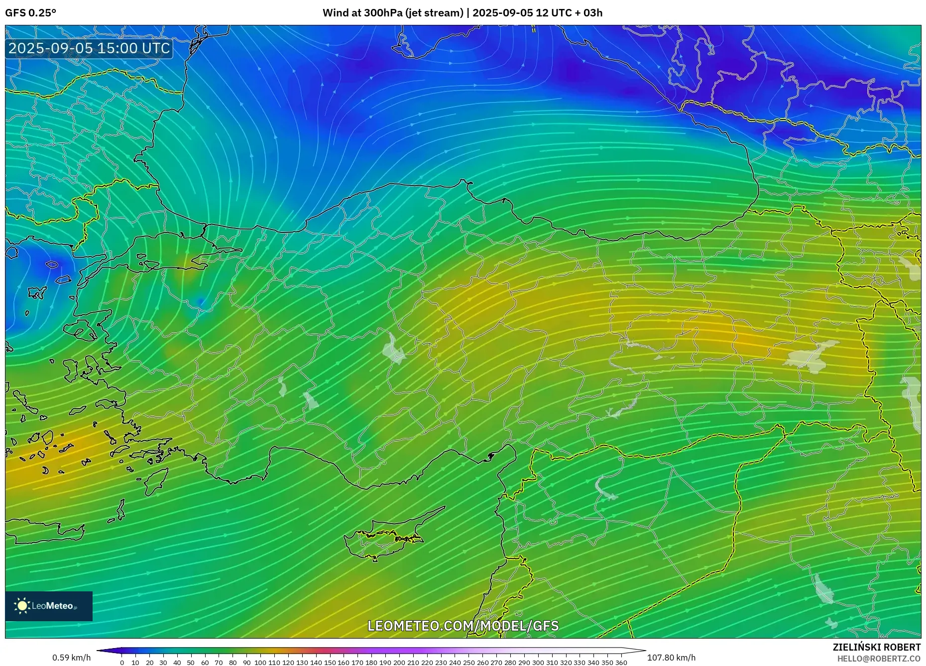 GFS model - Turkey, Wind at 300hPa (jet stream) GFS model - Turkey, Wind at 300hPa (jet stream)