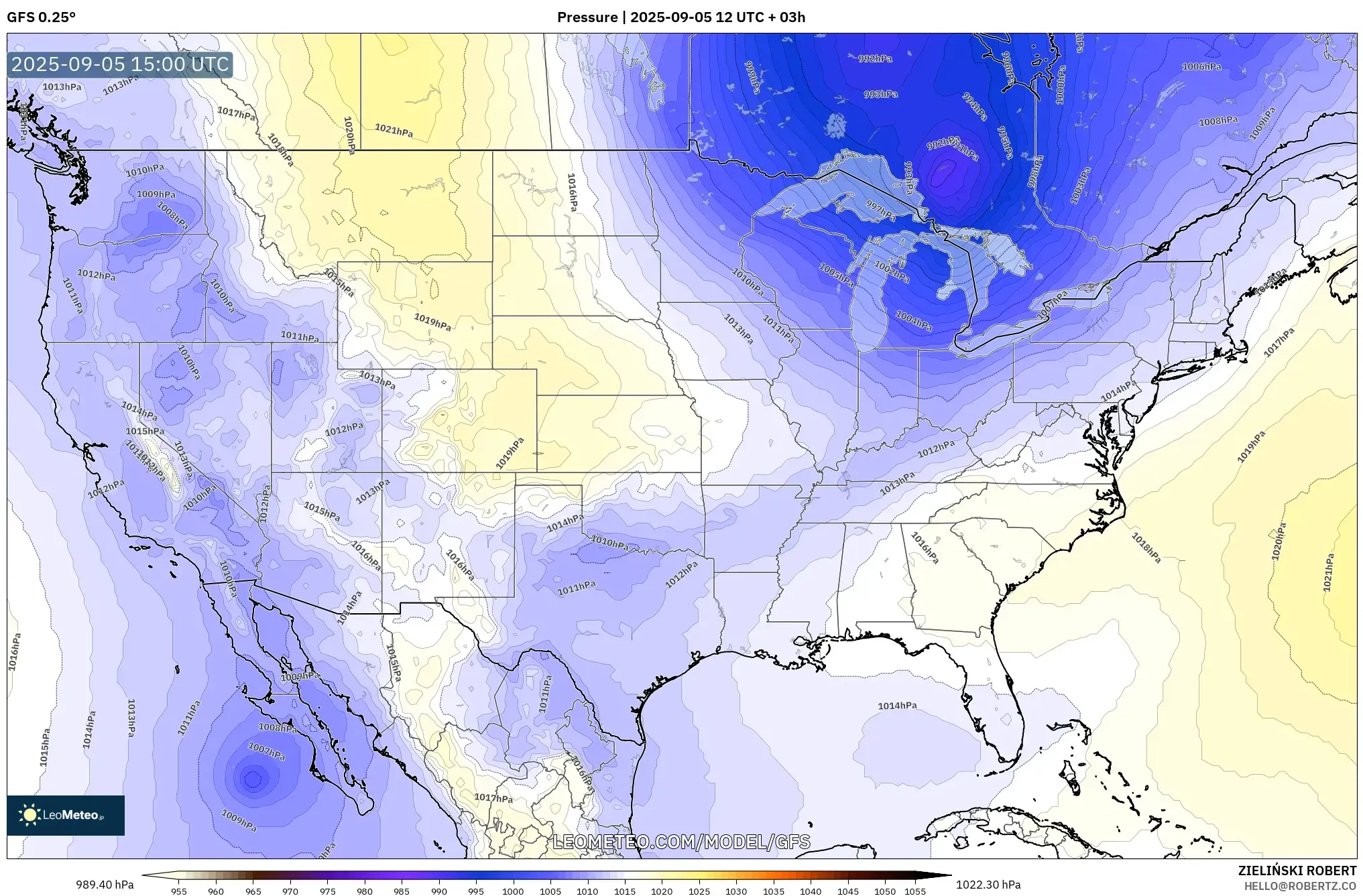 GFS model - United States, Pressure GFS model - United States, Pressure