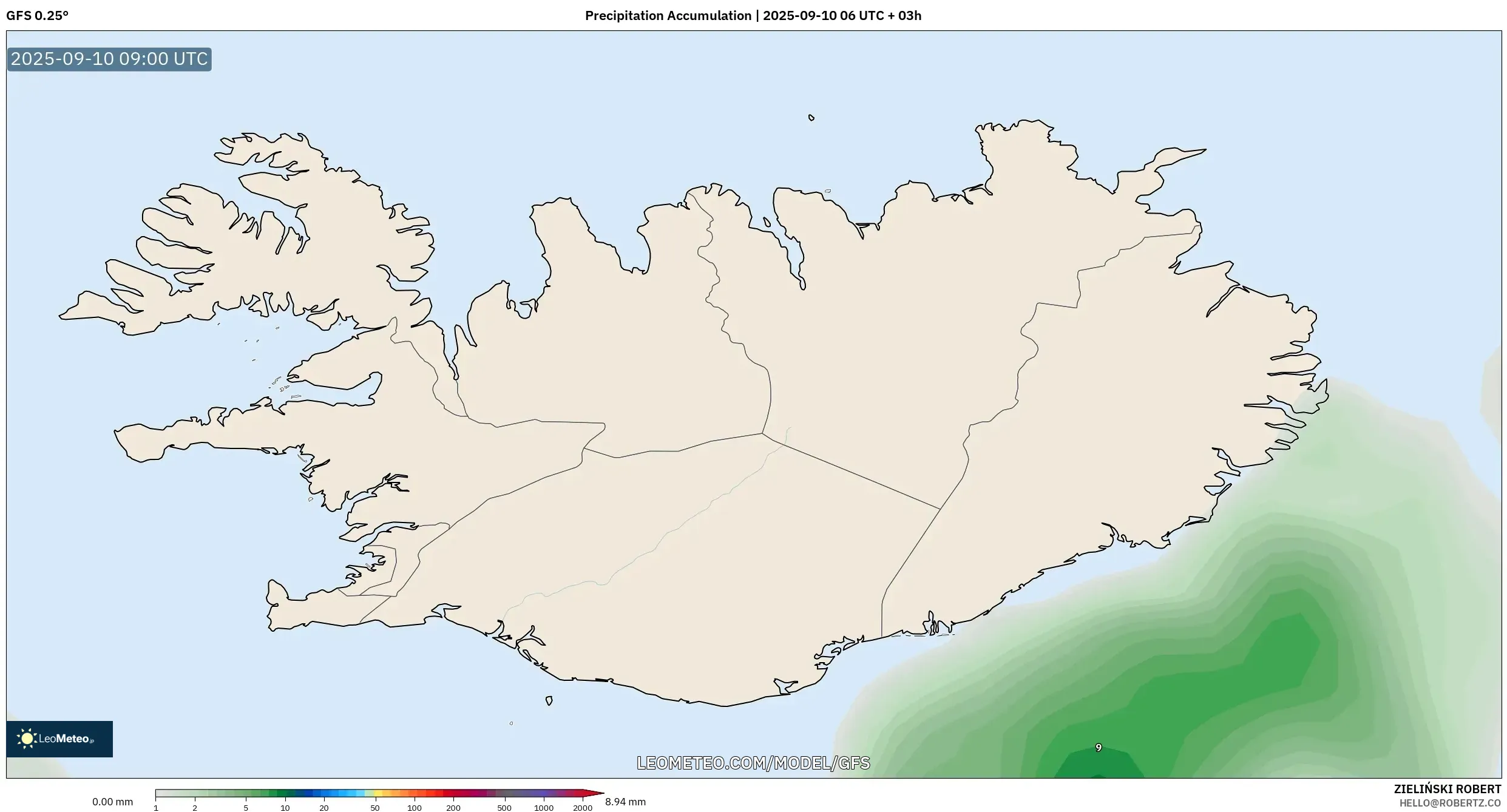 GFS model - Iceland, Precipitation Accumulation GFS model - Iceland, Precipitation Accumulation