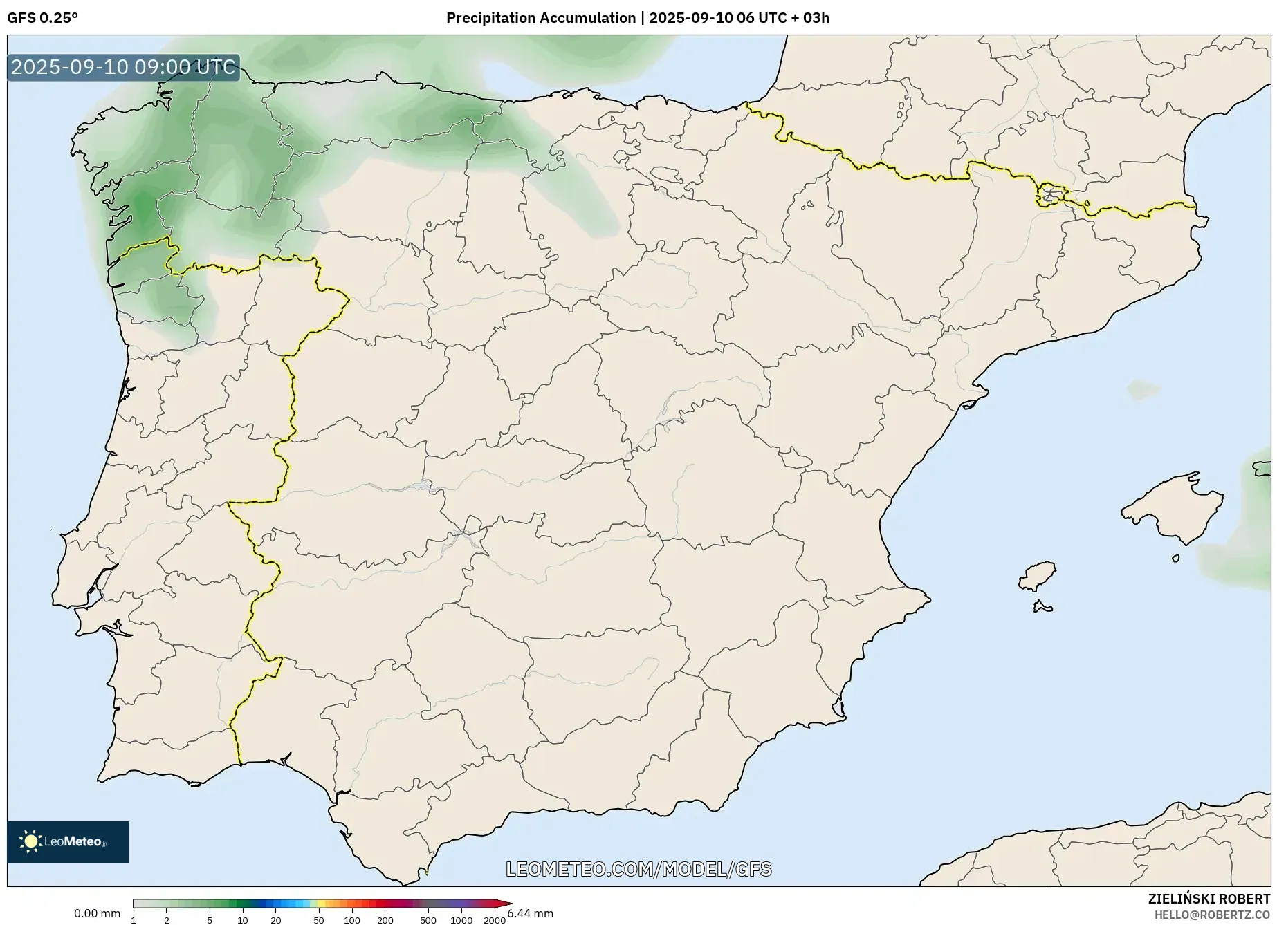 GFS model - Spain, Precipitation Accumulation