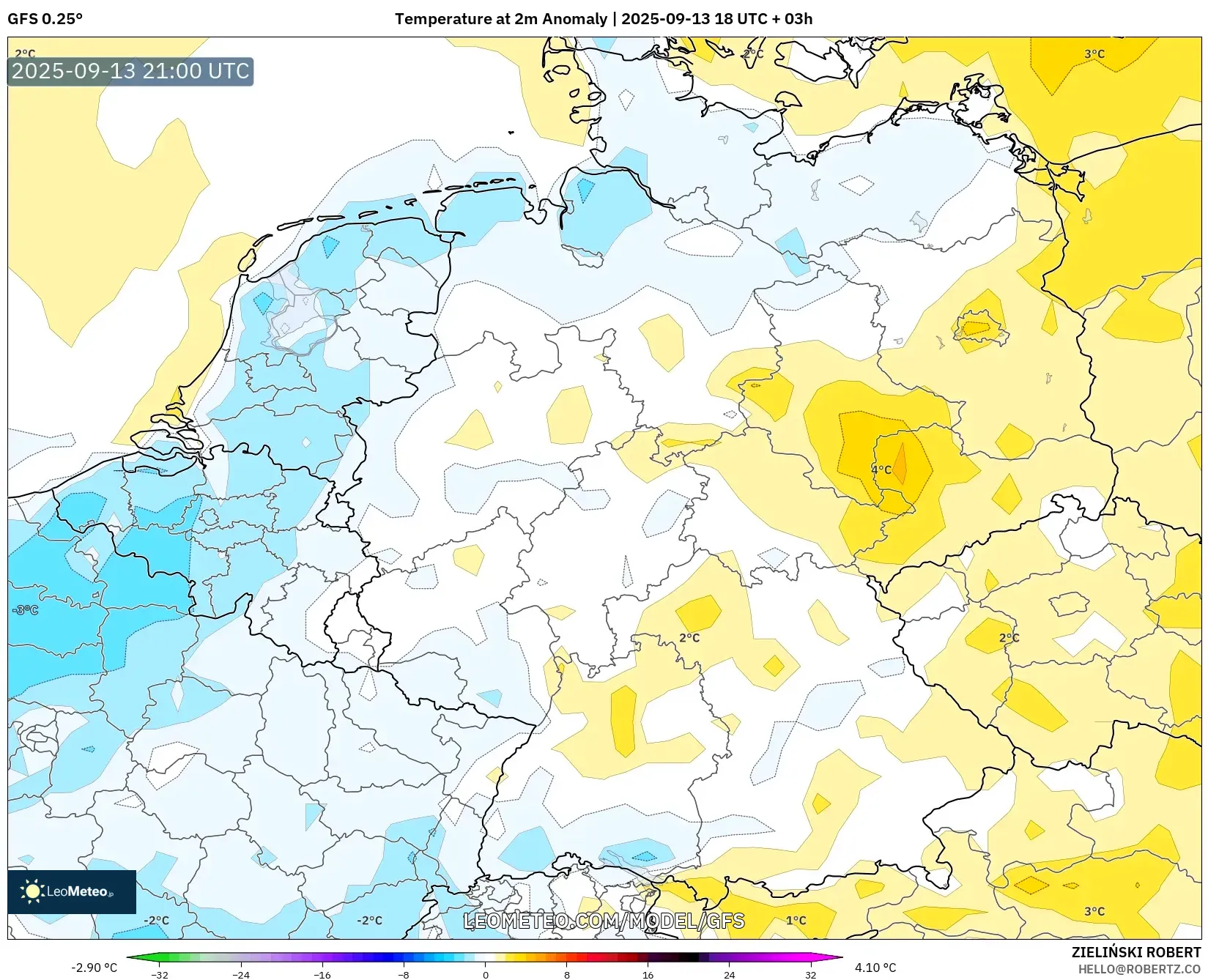GFS model - Germany, Temperature at 2m Anomaly GFS model - Germany, Temperature at 2m Anomaly