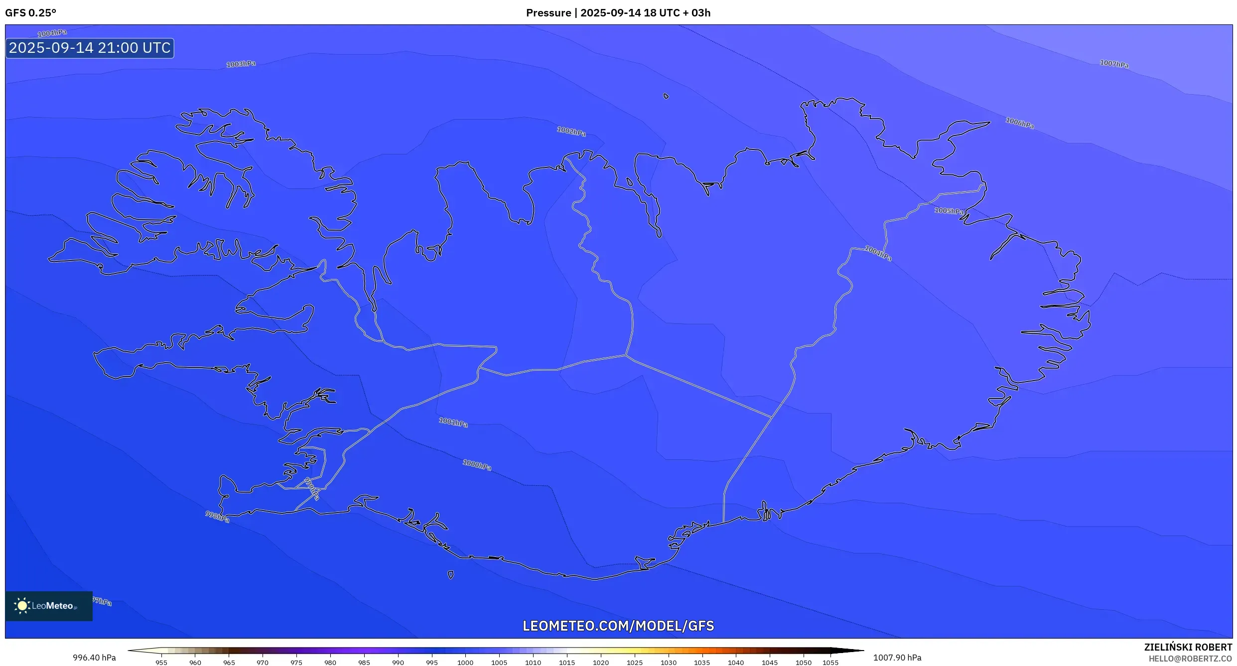 GFS model - Iceland, Pressure GFS model - Iceland, Pressure