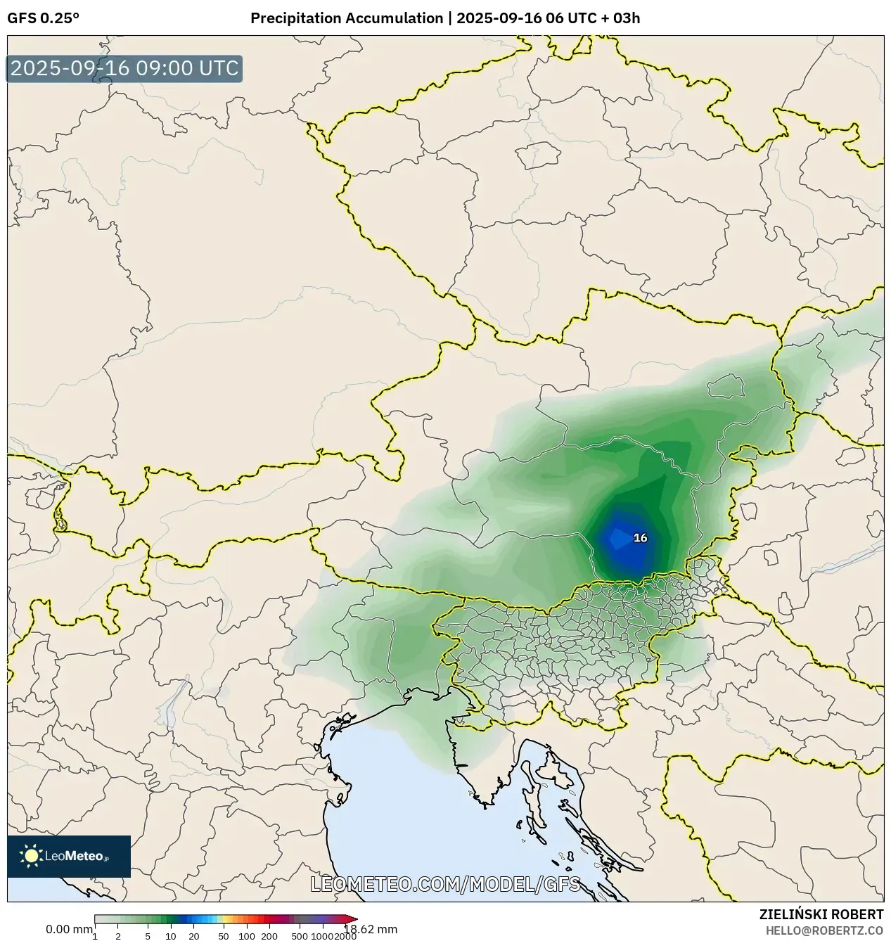 GFS model - Austria, Precipitation Accumulation
