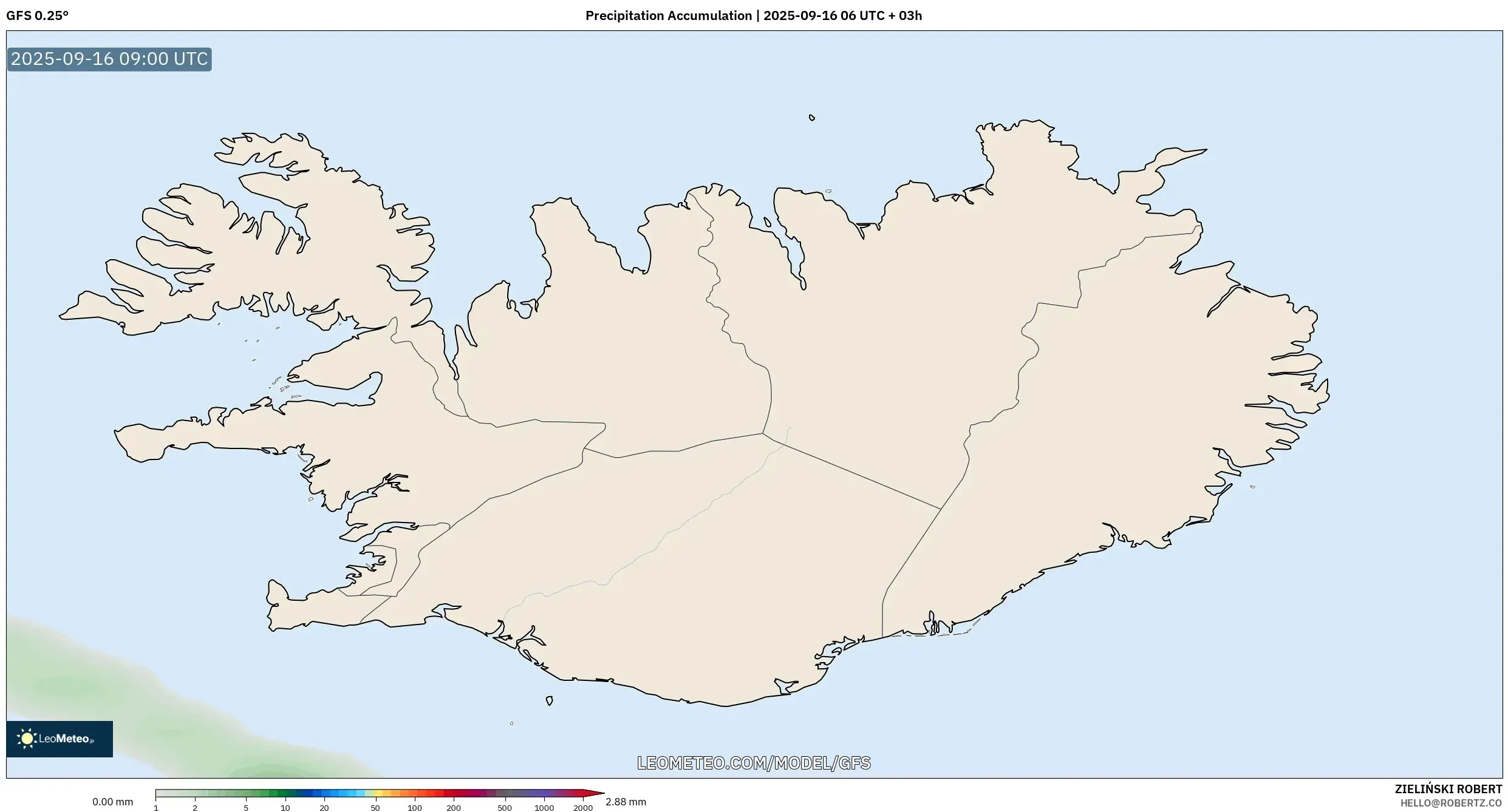 GFS model - Iceland, Precipitation Accumulation