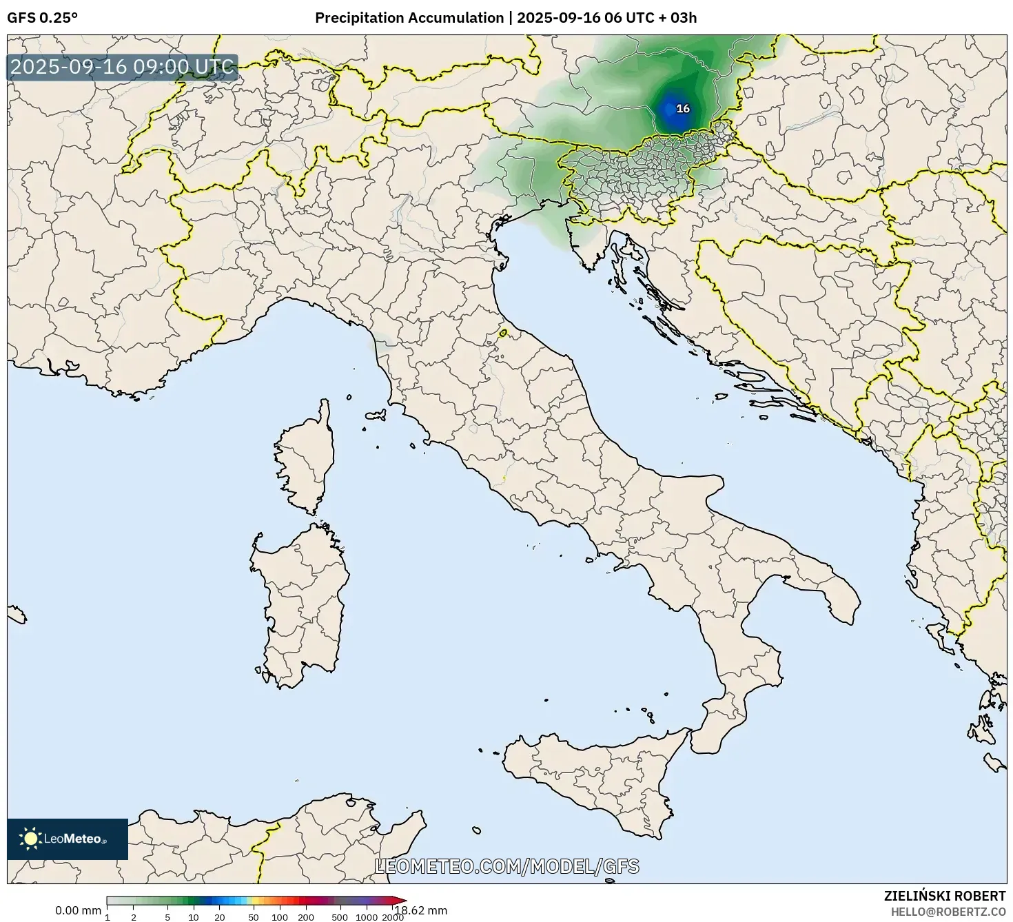 GFS model - Italy, Precipitation Accumulation