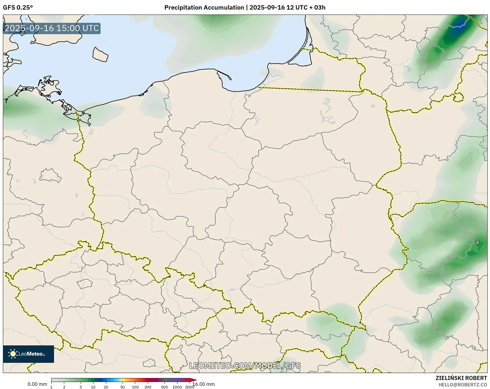 GFS model - Poland, Precipitation Accumulation