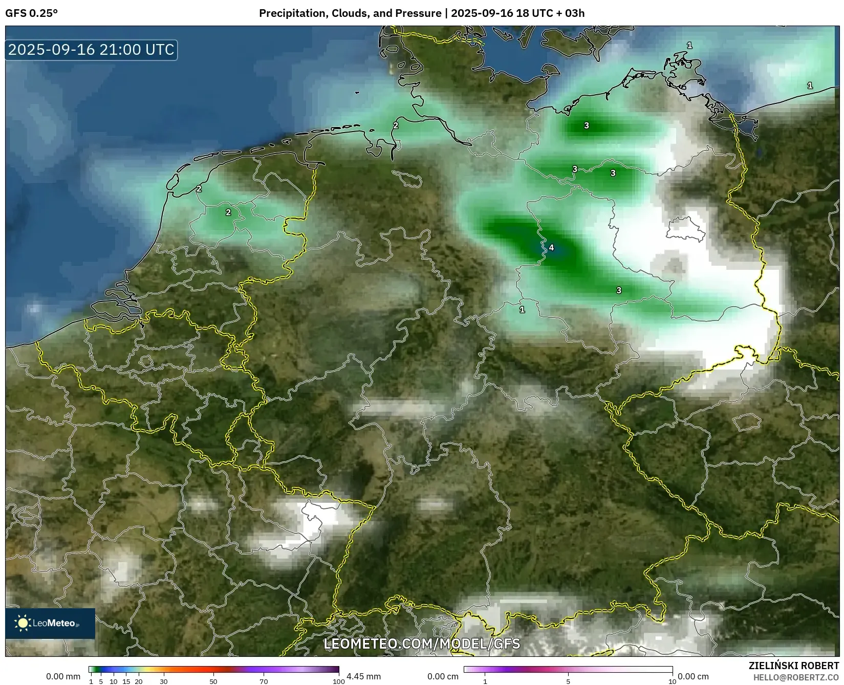 GFS model - Germany, Precipitation, Clouds, and Pressure GFS model - Germany, Precipitation, Clouds, and Pressure